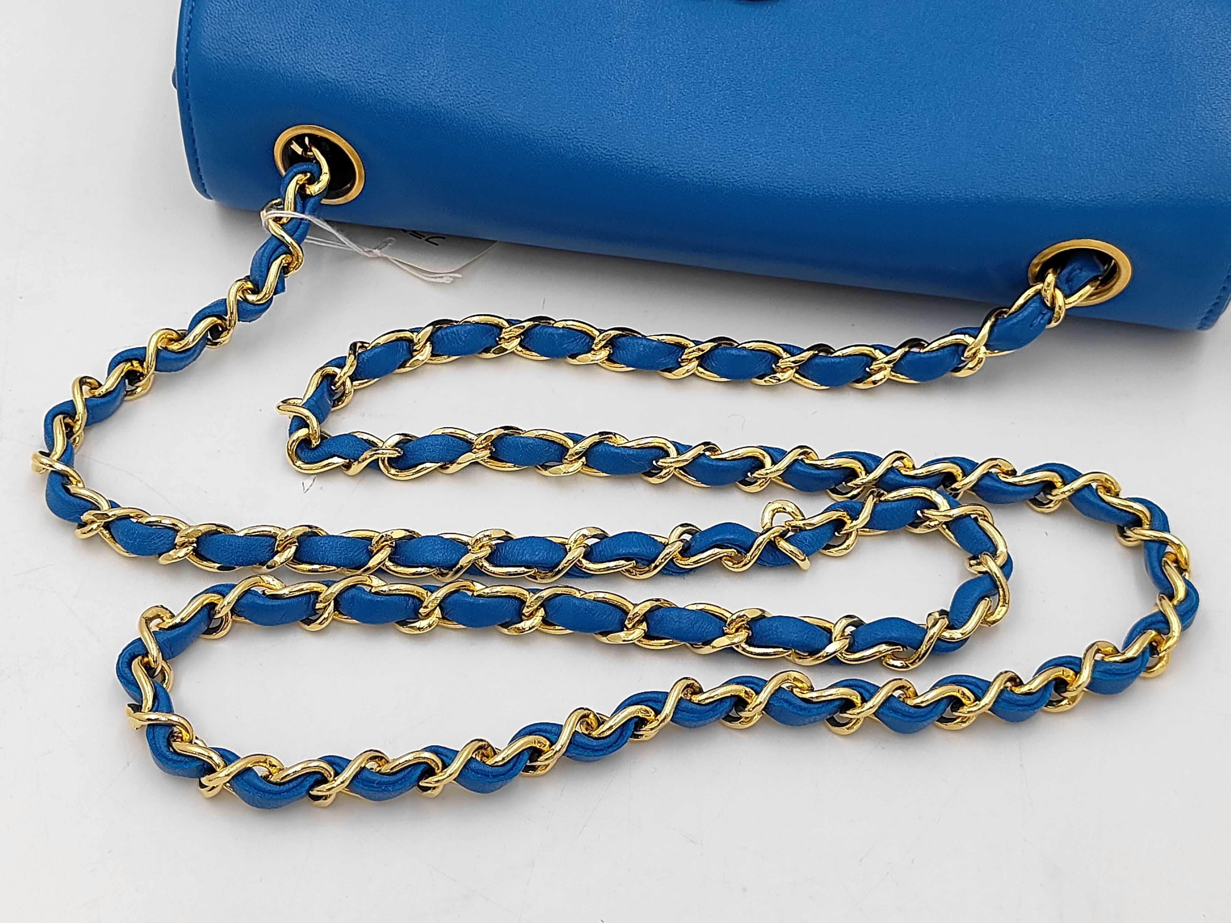 Vintage Trapezoid Single Flap Chain Shoulder Bag, Blue, 1795322 — view 5