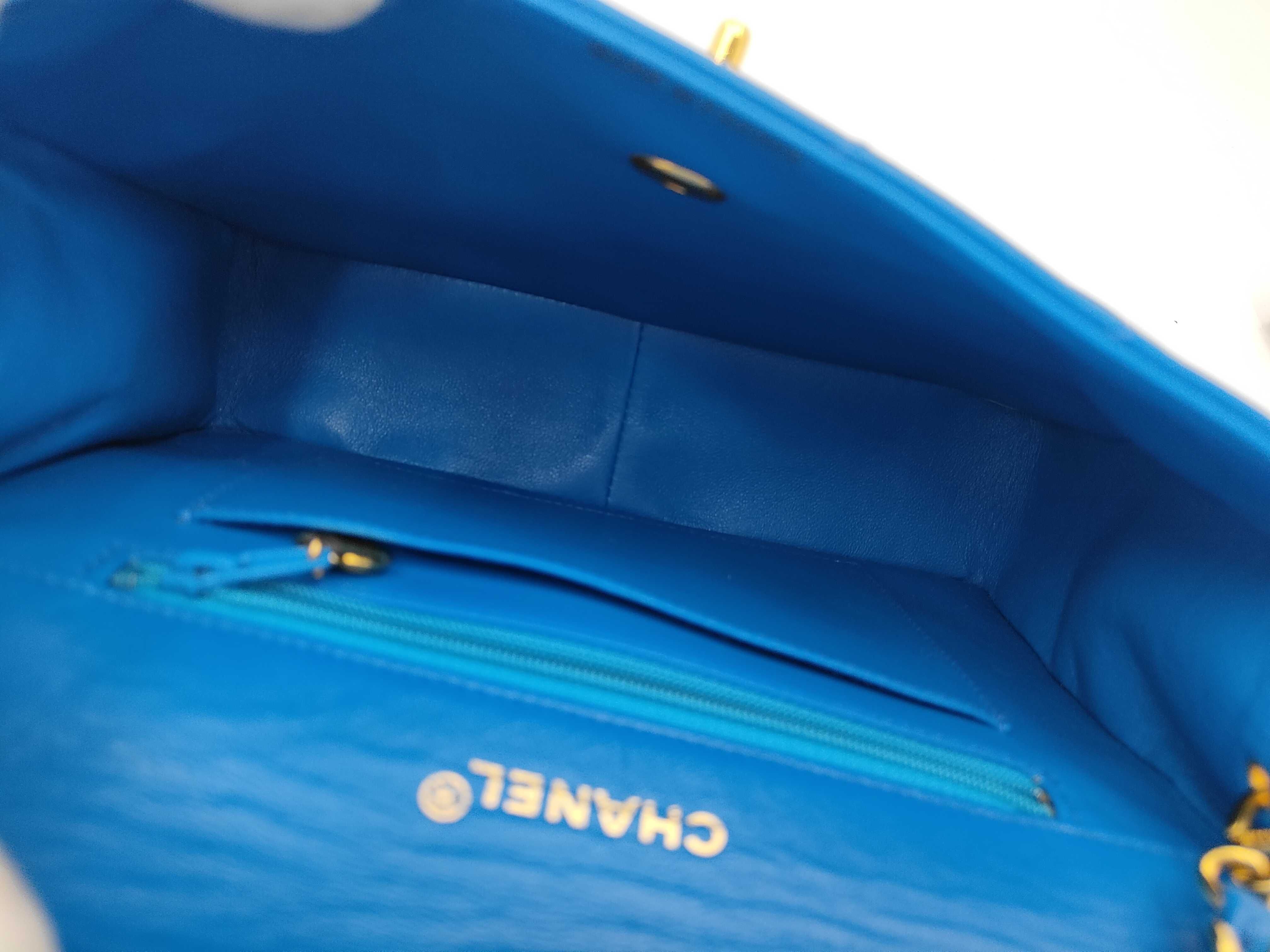 Vintage Trapezoid Single Flap Chain Shoulder Bag, Blue, 1795322 — view 9
