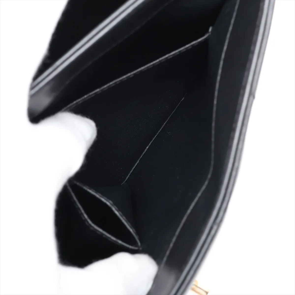 Trendy CC Lambskin 2-Way Handbag, Black with Gold Hardware, 28422447, serial number in the 28 range. — view 11
