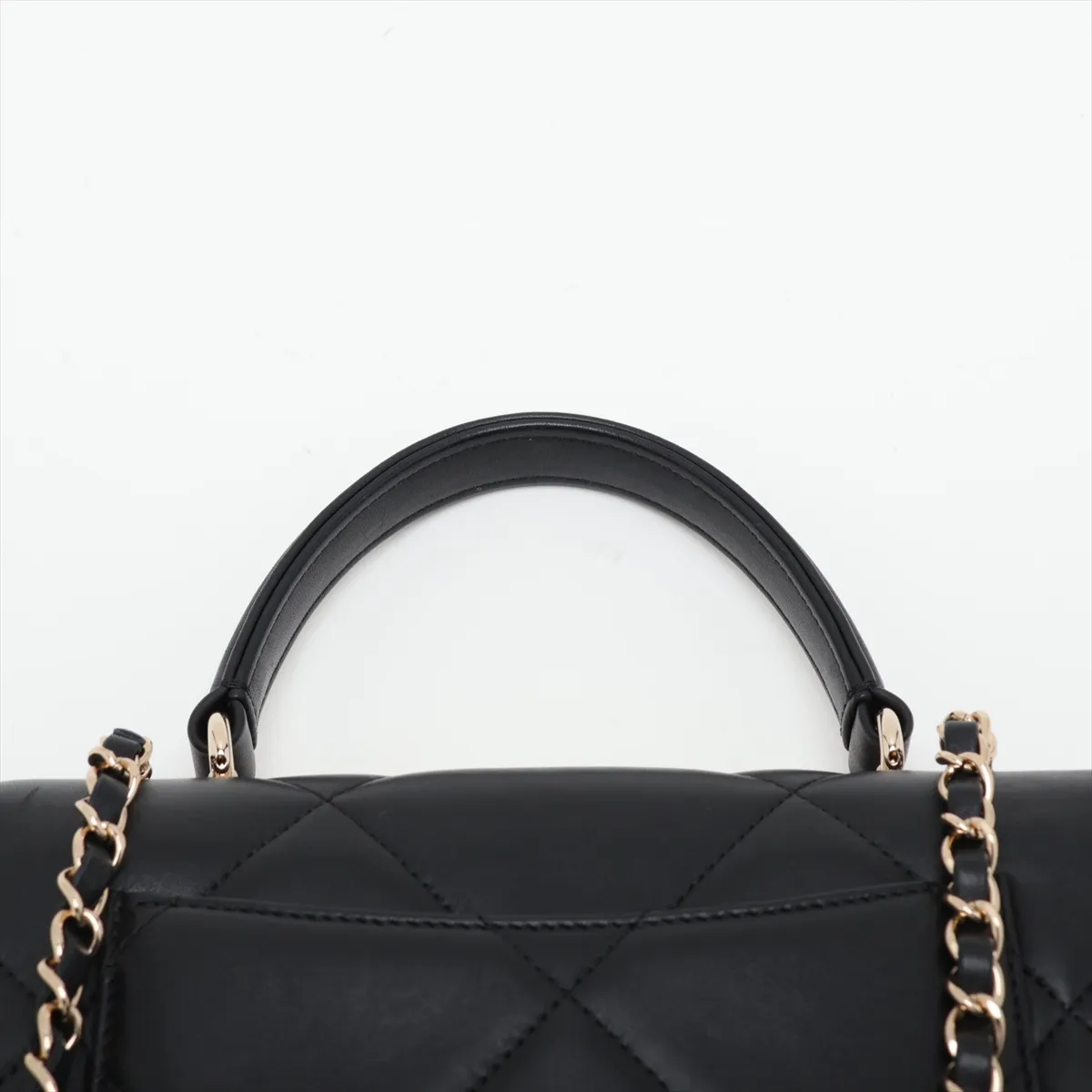 Trendy CC Lambskin 2-Way Handbag, Black with Gold Hardware, 28422447, serial number in the 28 range. — view 6