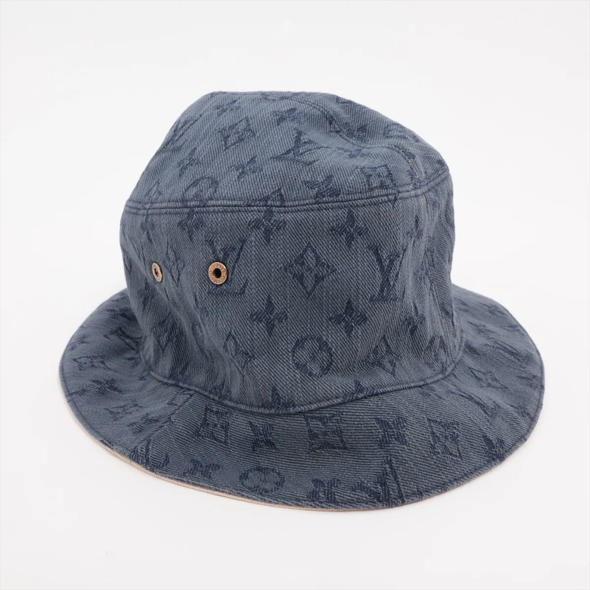Chapeau Monogram Denim TO0139 Hat L Cotton x Polyester Beige x Blue Thread — view 2