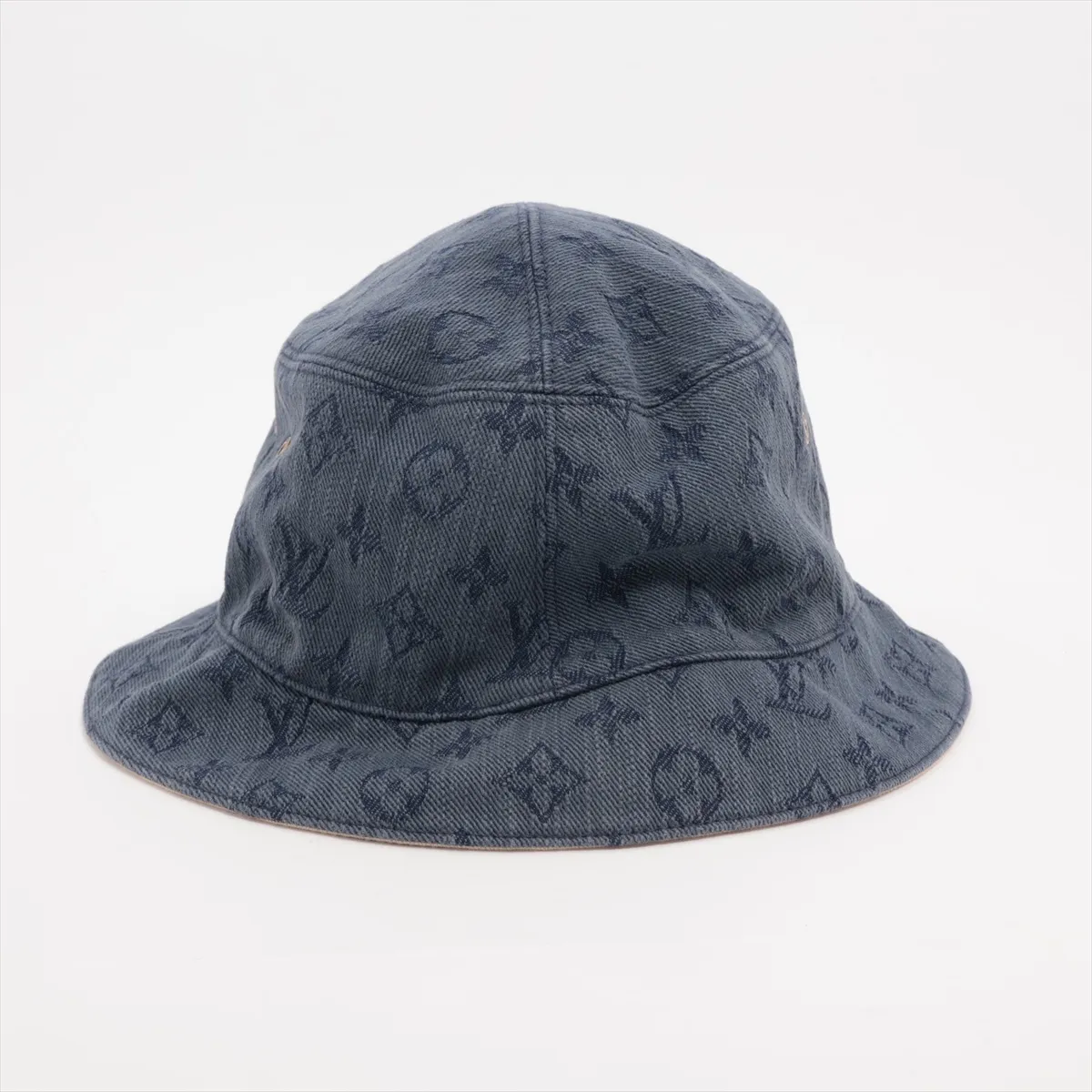 Chapeau Monogram Denim TO0139 Hat L Cotton x Polyester Beige x Blue Thread — view 3