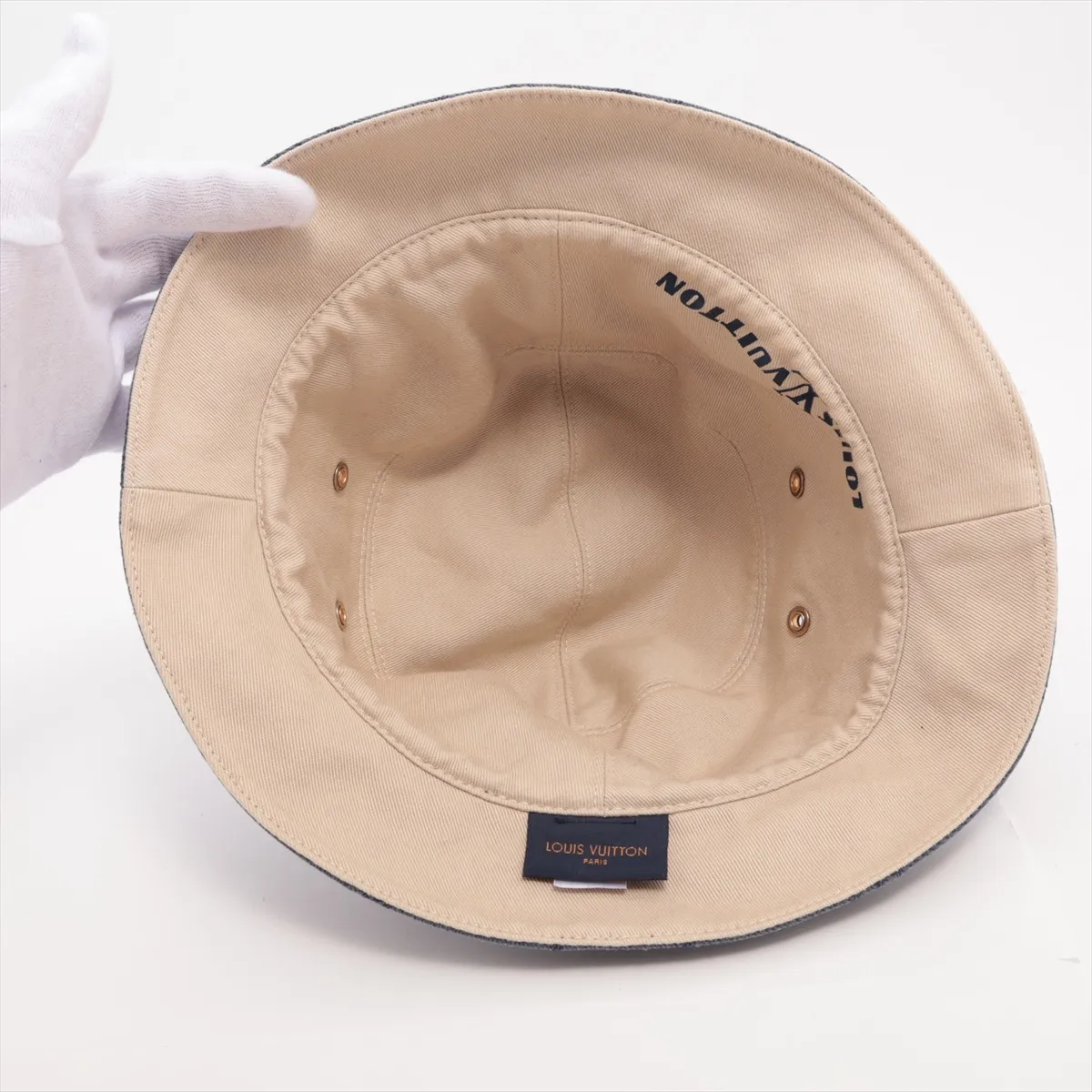 Chapeau Monogram Denim TO0139 Hat L Cotton x Polyester Beige x Blue Thread — view 4