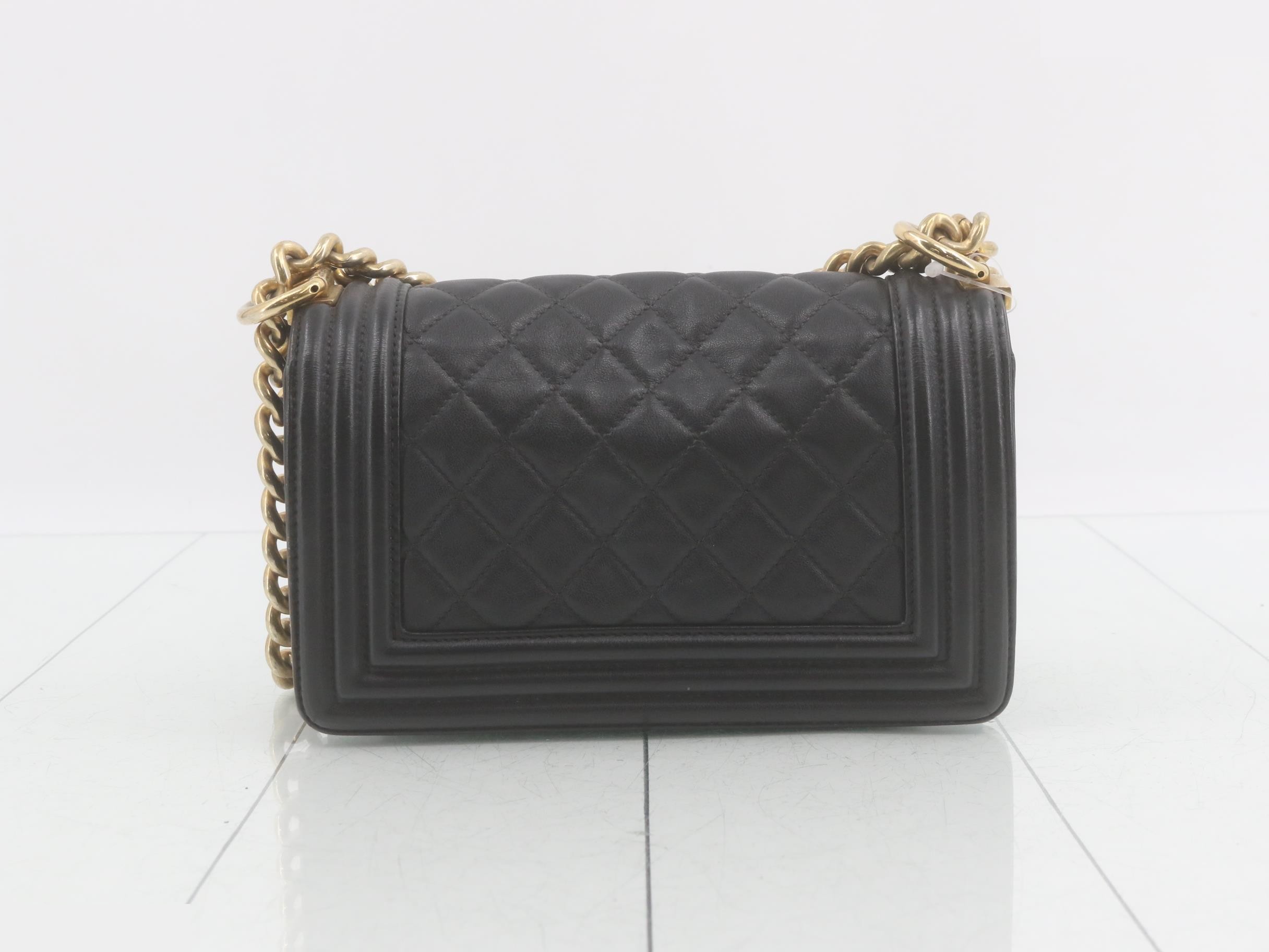 Boy Chanel Leather Chain Shoulder Bag, Black — view 2