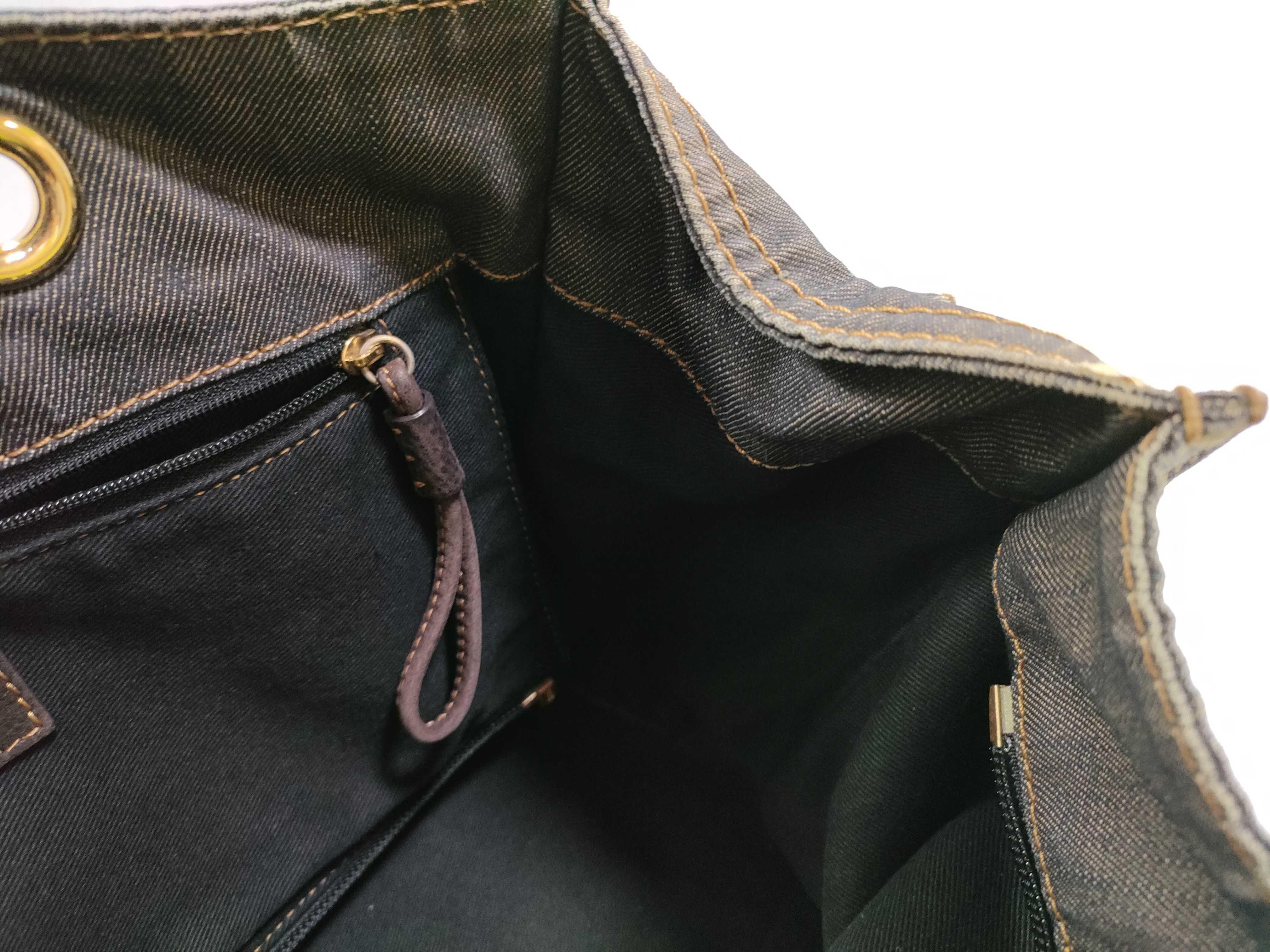 Anagram Shopper Denim x Leather Tote Bag Navy Tote Bag — view 11