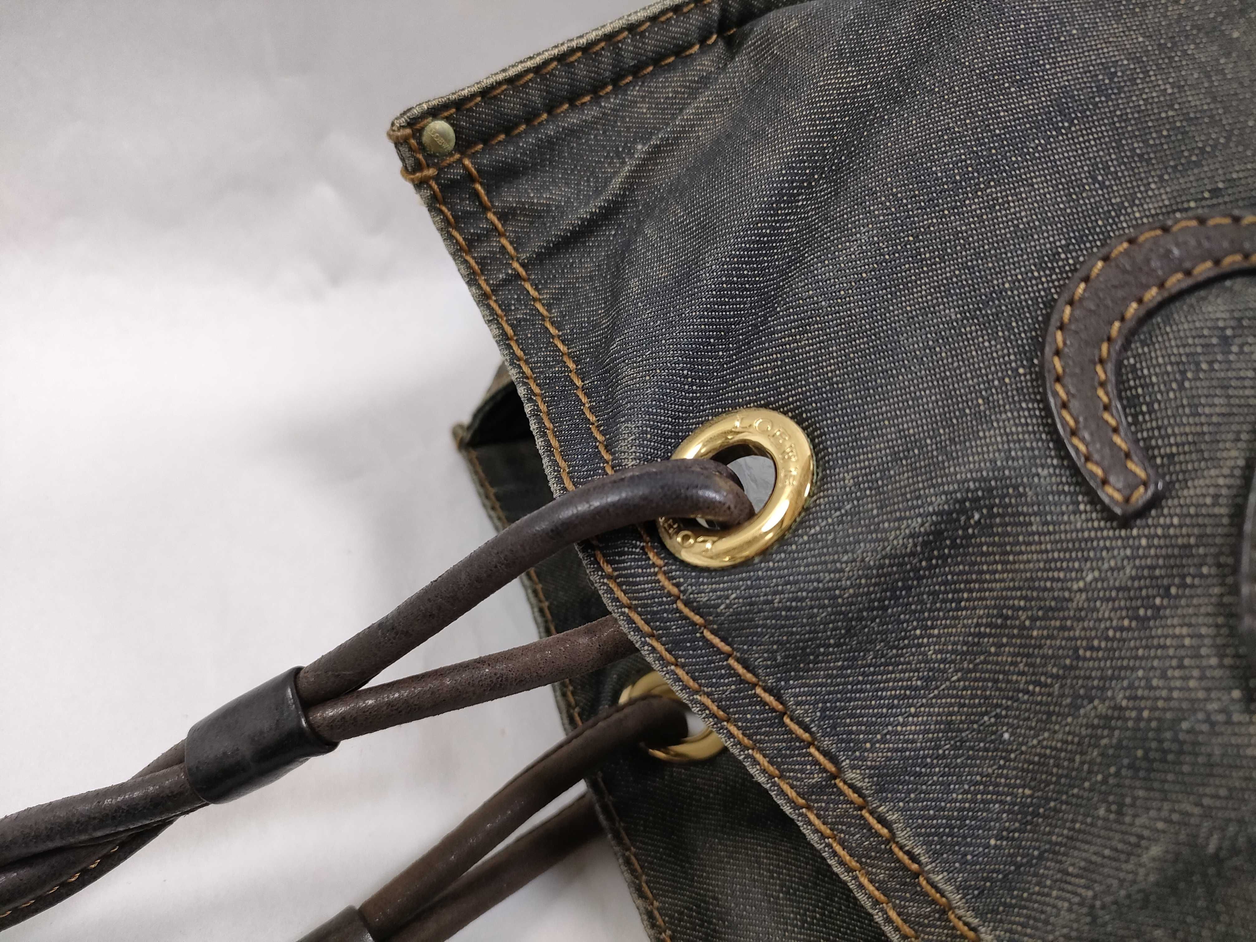 Anagram Shopper Denim x Leather Tote Bag Navy Tote Bag — view 5