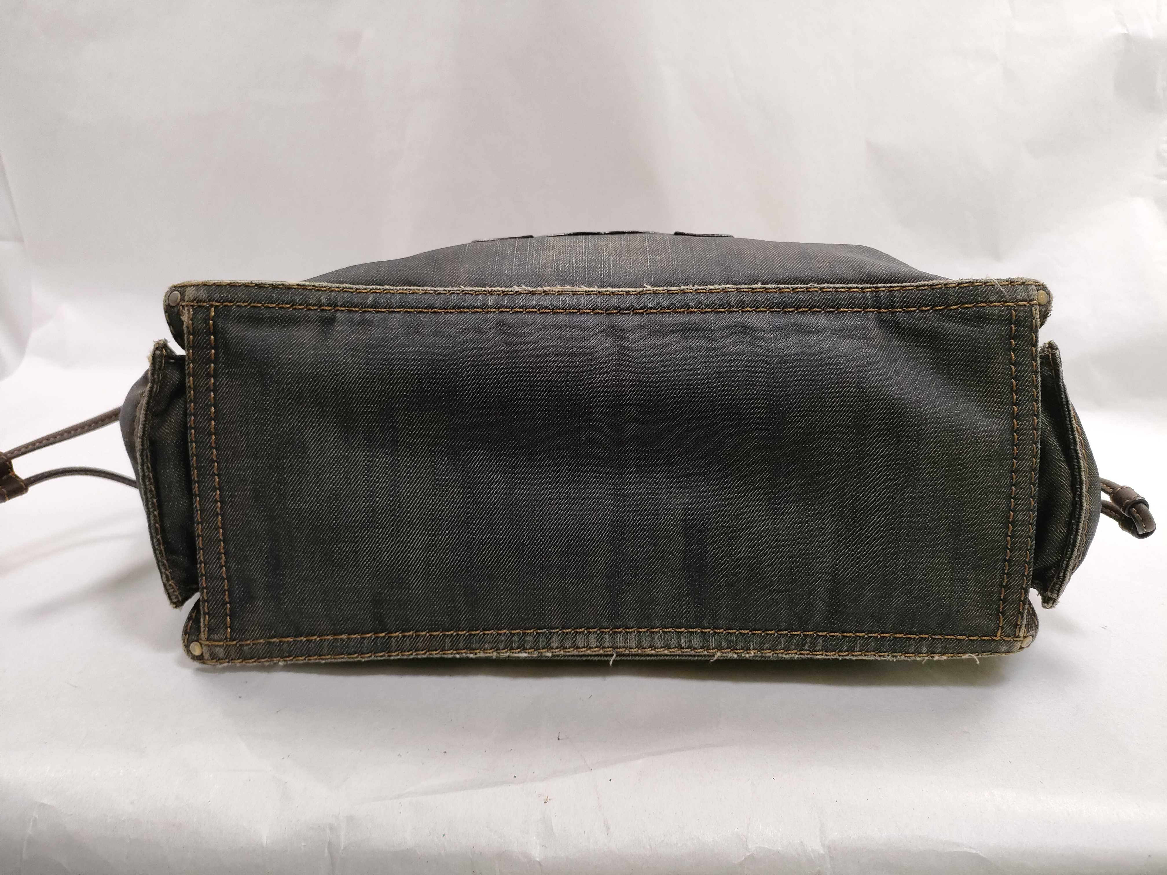 Anagram Shopper Denim x Leather Tote Bag Navy Tote Bag — view 7