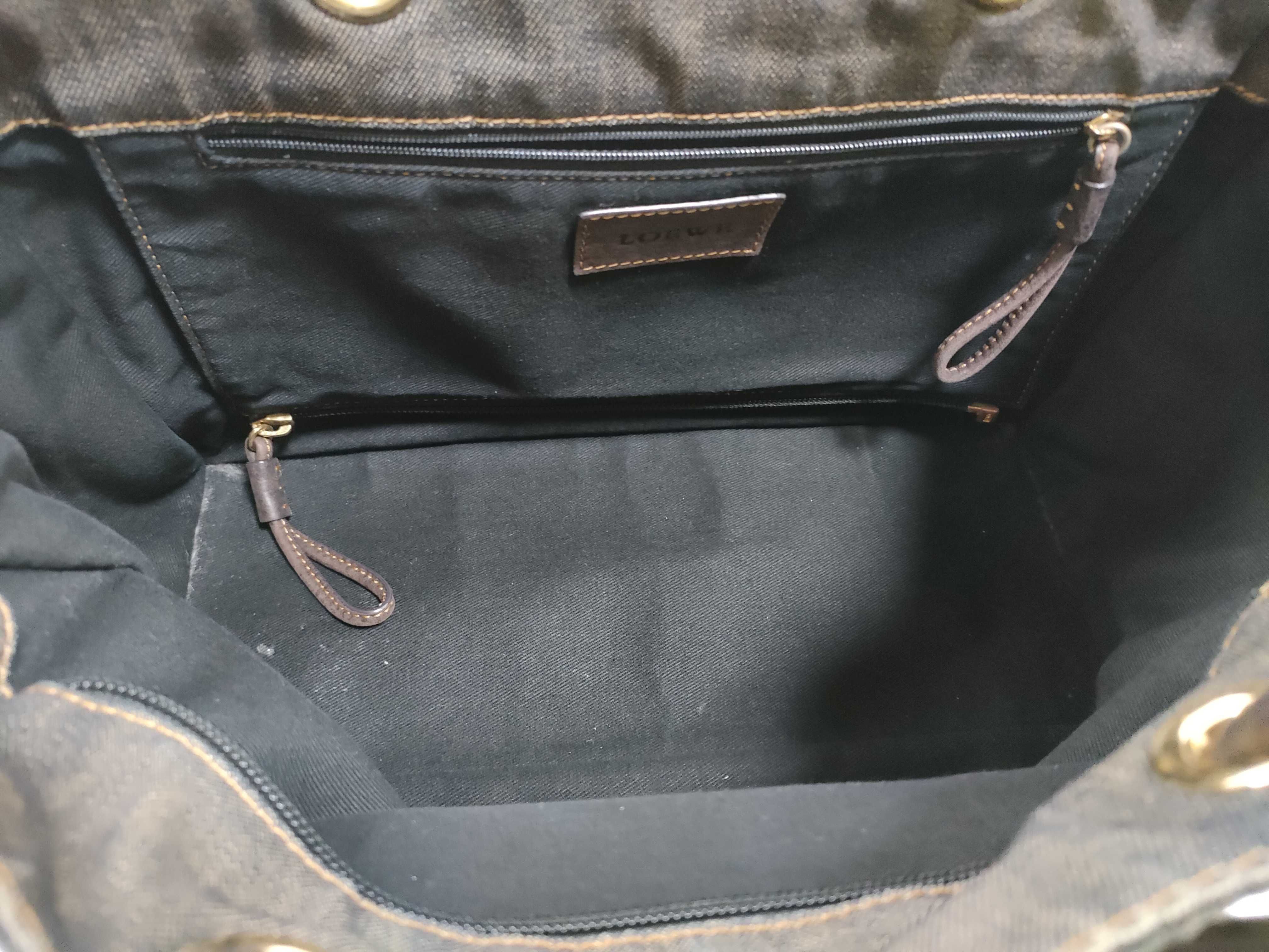 Anagram Shopper Denim x Leather Tote Bag Navy Tote Bag — view 8