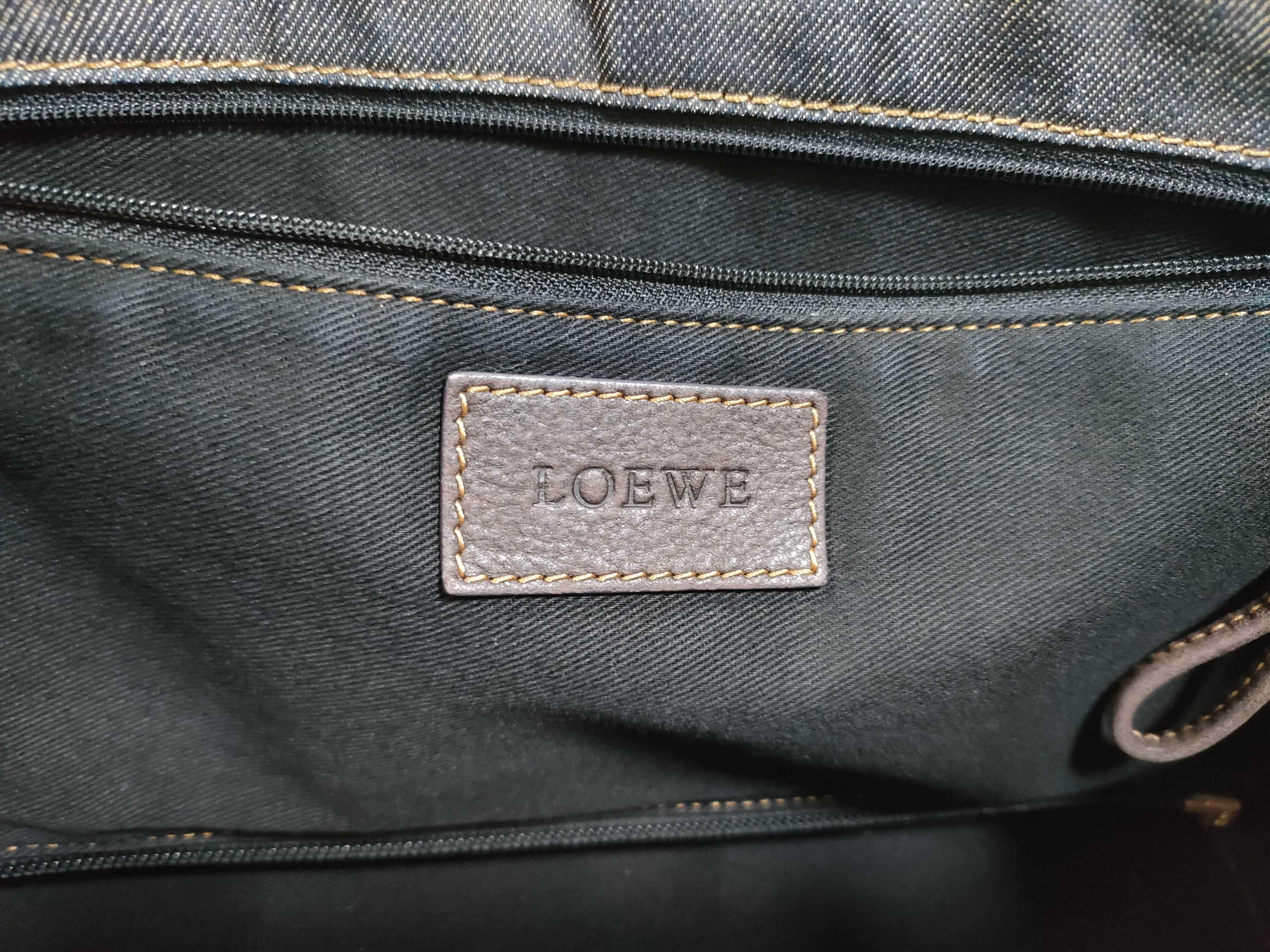 Anagram Shopper Denim x Leather Tote Bag Navy Tote Bag — view 9