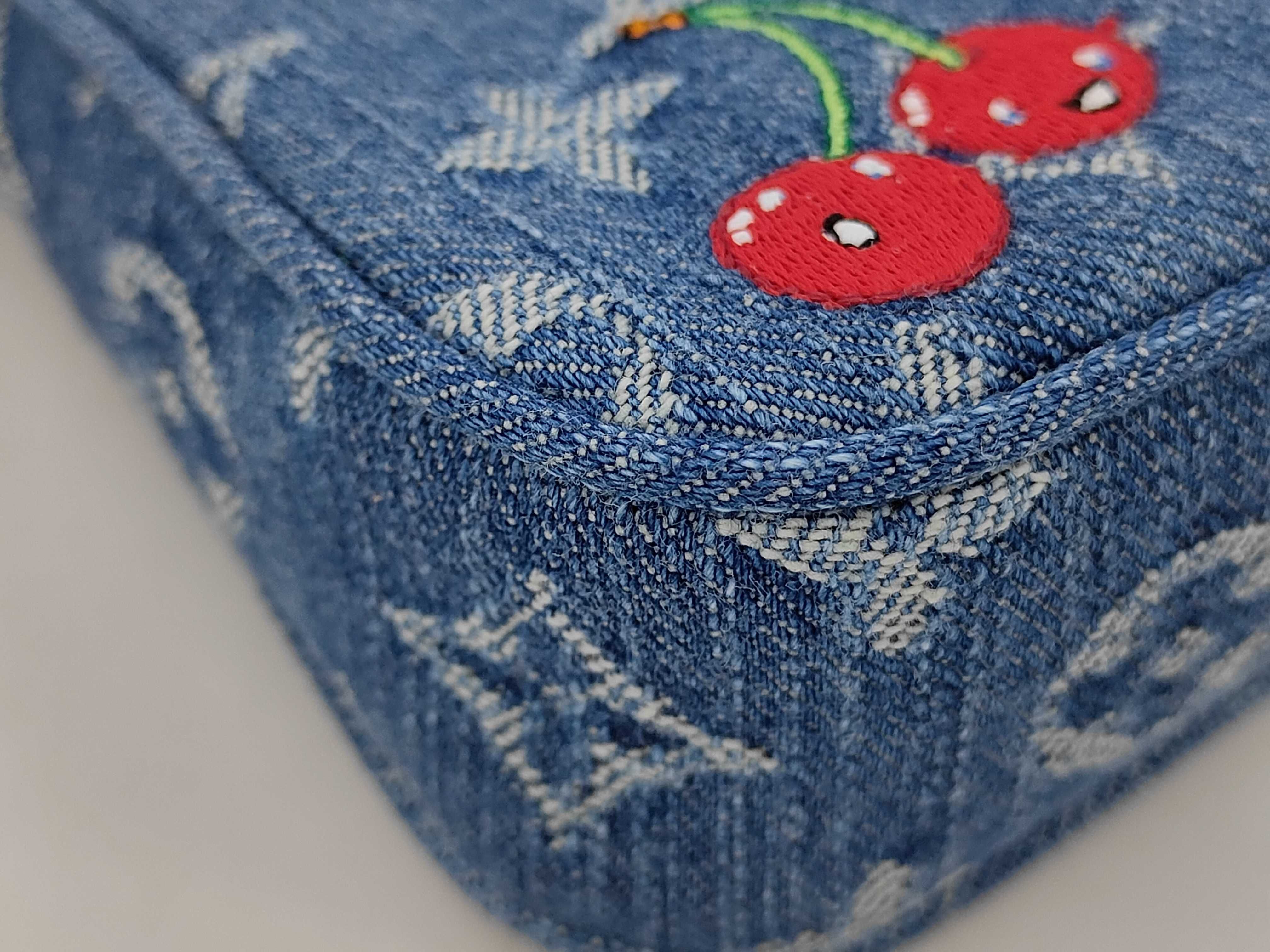 LV x TM Takashi Murakami Denim Monogram Cherry Pochette Accessoires 2-way Chain Shoulder Bag with Tags, RFID Recognized. — view 3