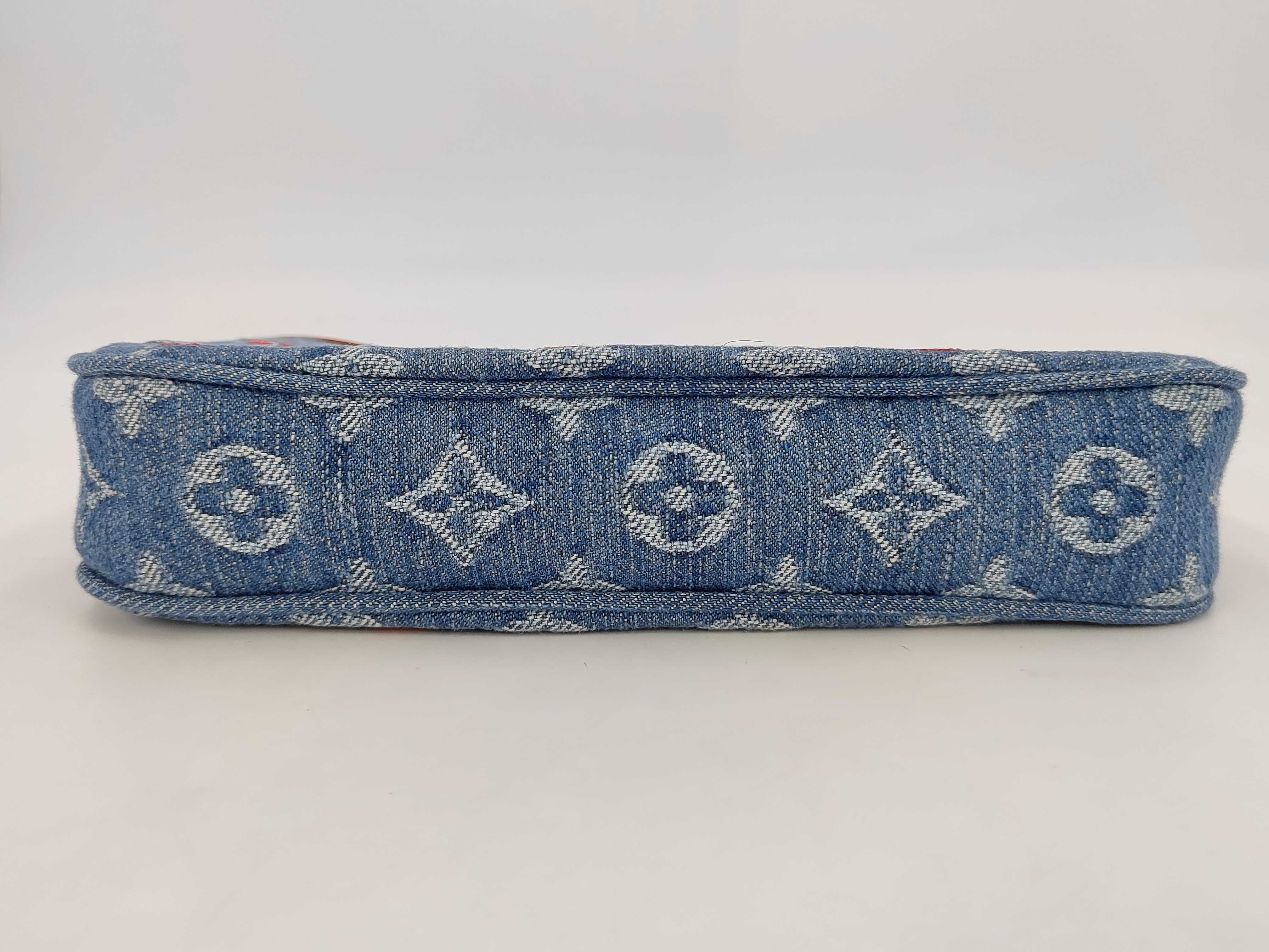 LV x TM Takashi Murakami Denim Monogram Cherry Pochette Accessoires 2-way Chain Shoulder Bag with Tags, RFID Recognized. — view 4