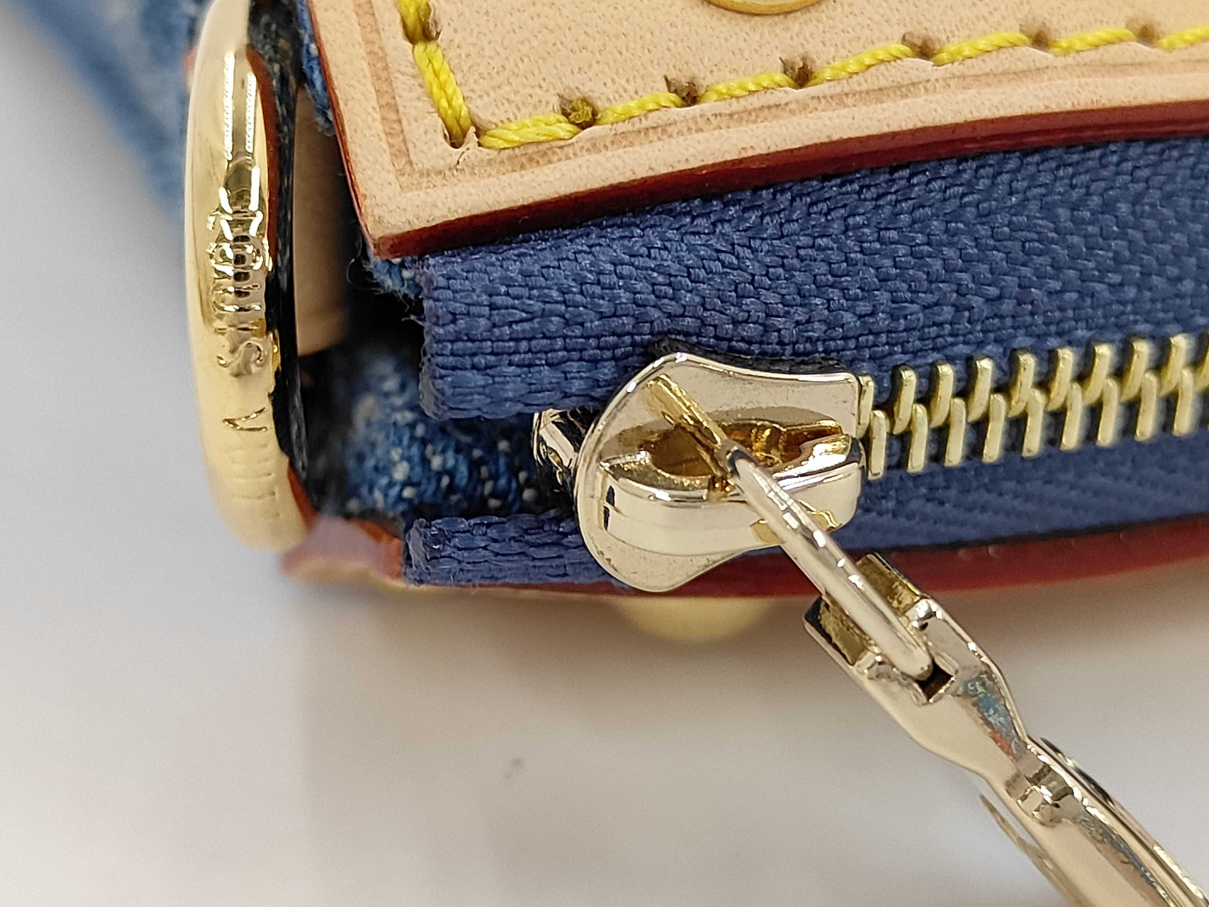 LV x TM Takashi Murakami Denim Monogram Cherry Pochette Accessoires 2-way Chain Shoulder Bag with Tags, RFID Recognized. — view 5