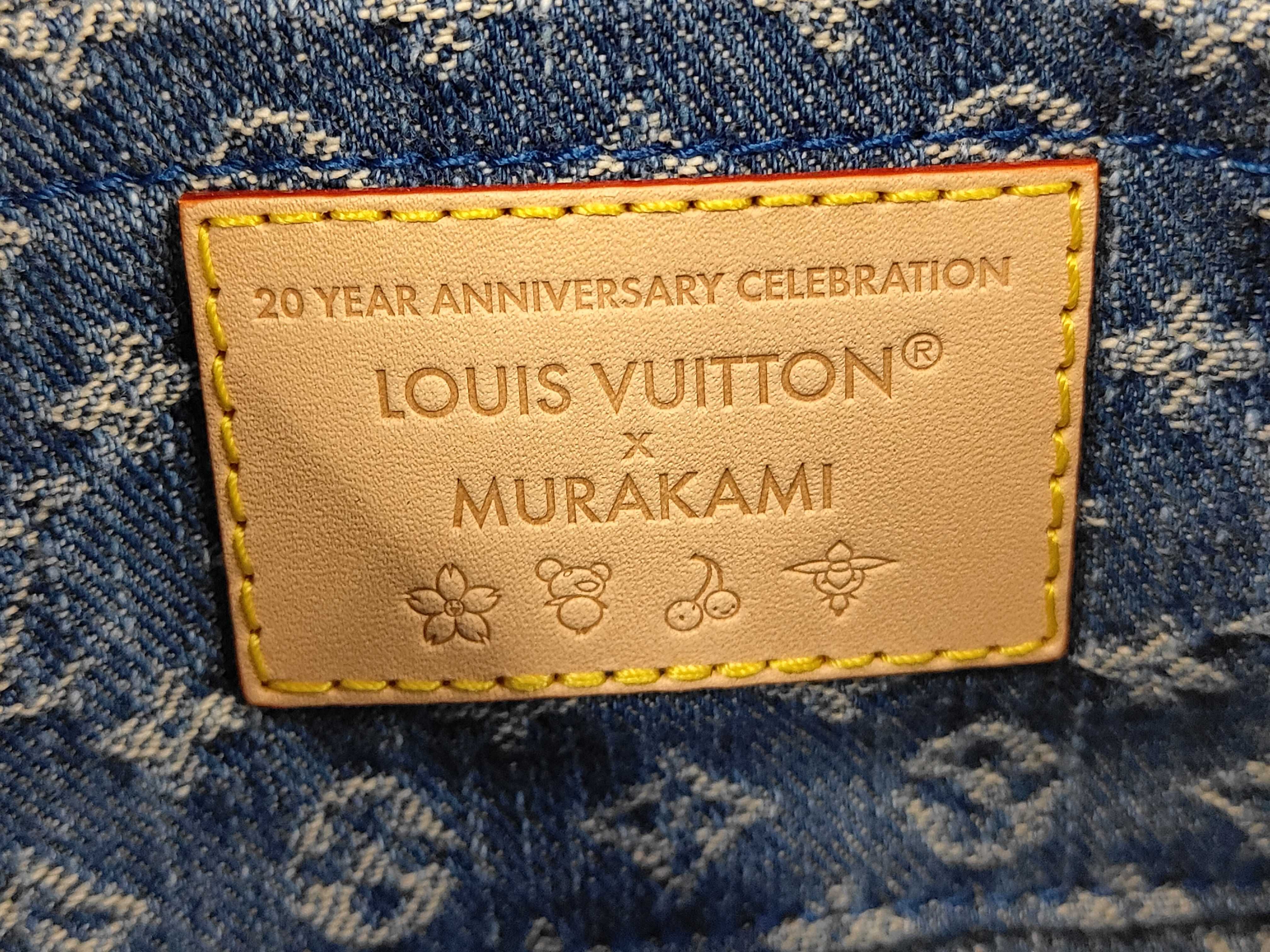 LV x TM Takashi Murakami Denim Monogram Cherry Pochette Accessoires 2-way Chain Shoulder Bag with Tags, RFID Recognized. — view 8