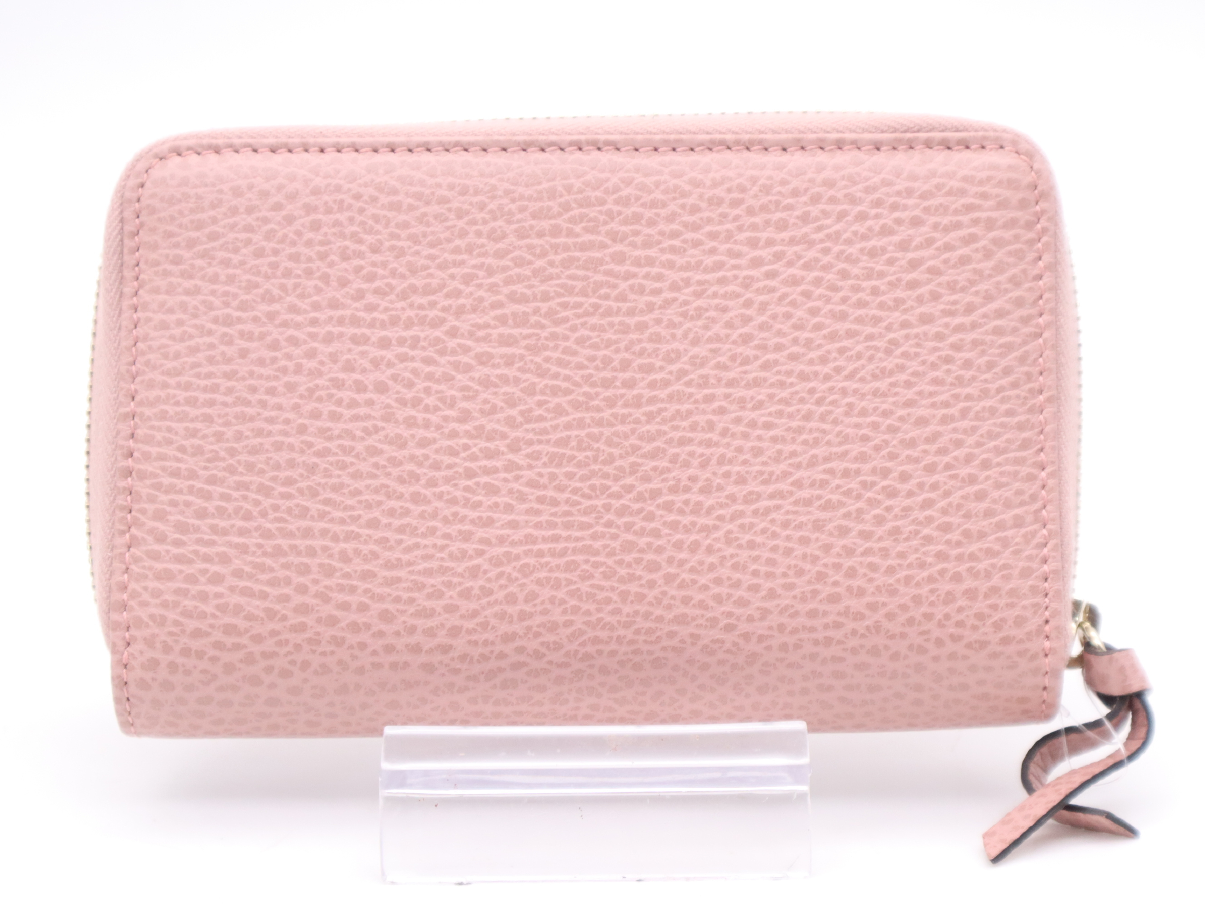354497 Leather Swing Round Zipper Wallet, Pink, with Box — view 2