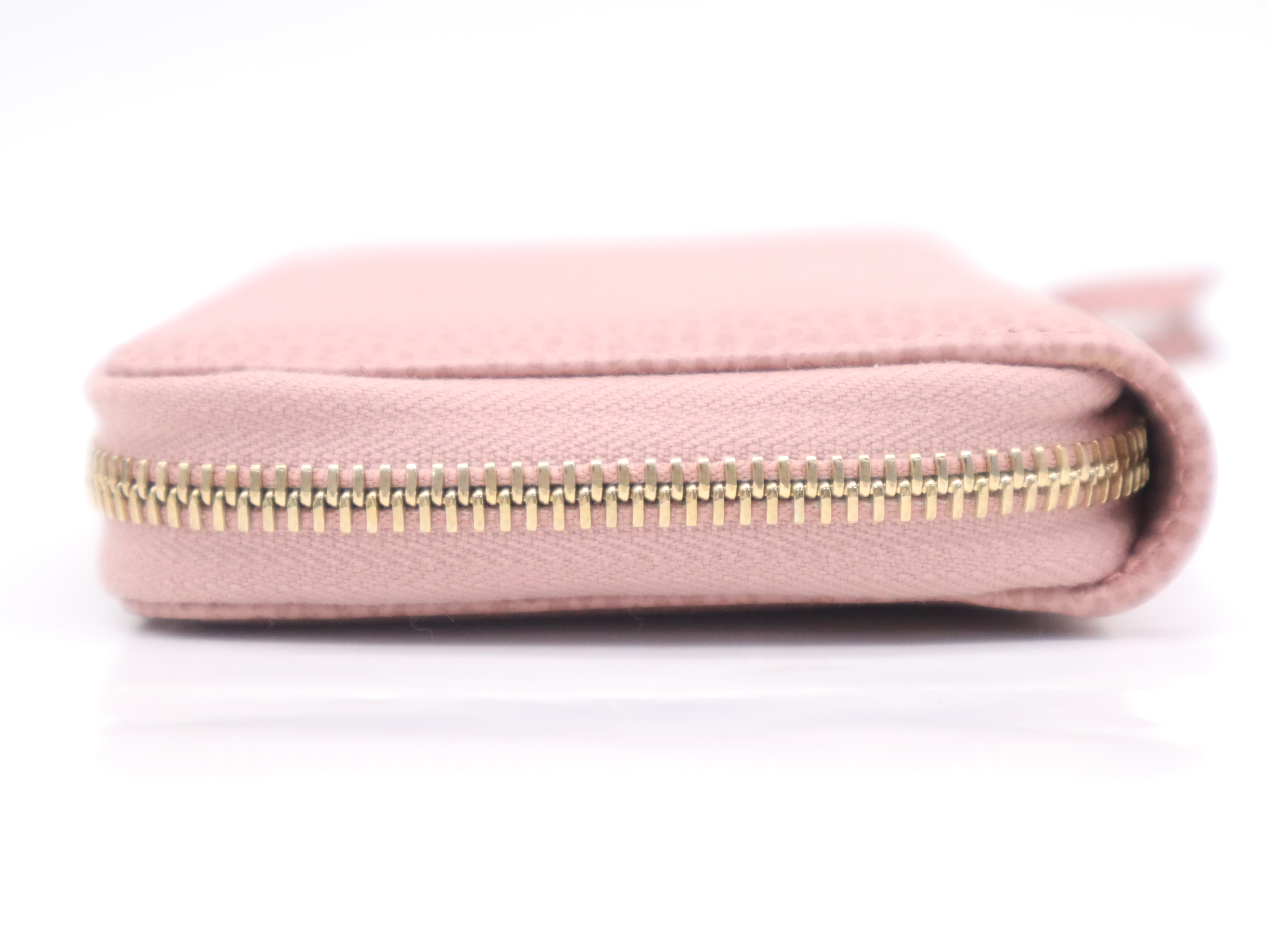354497 Leather Swing Round Zipper Wallet, Pink, with Box — view 3