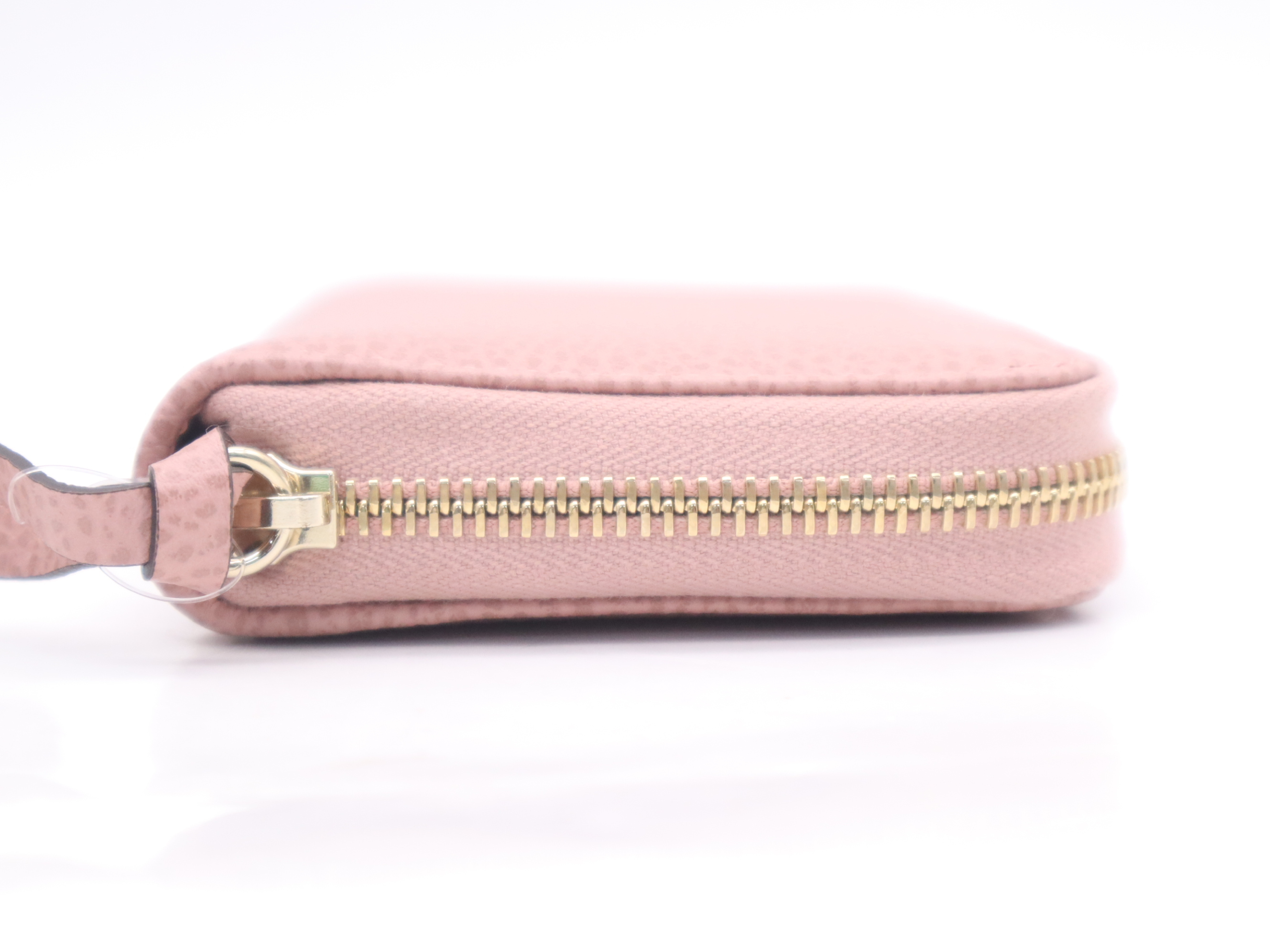354497 Leather Swing Round Zipper Wallet, Pink, with Box — view 5