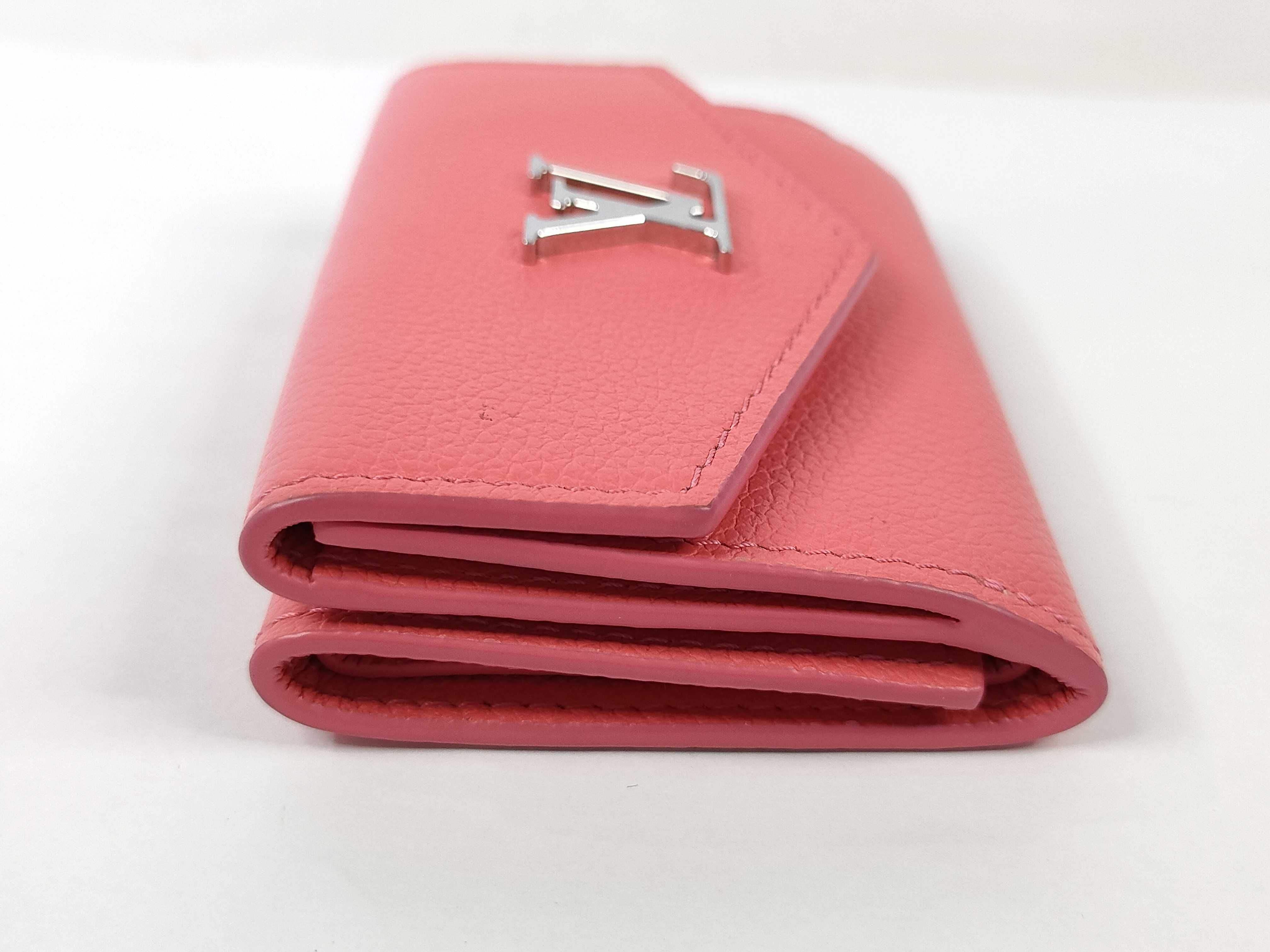 Pink Calf Leather Portefeuille Lockmini Wallet — view 5