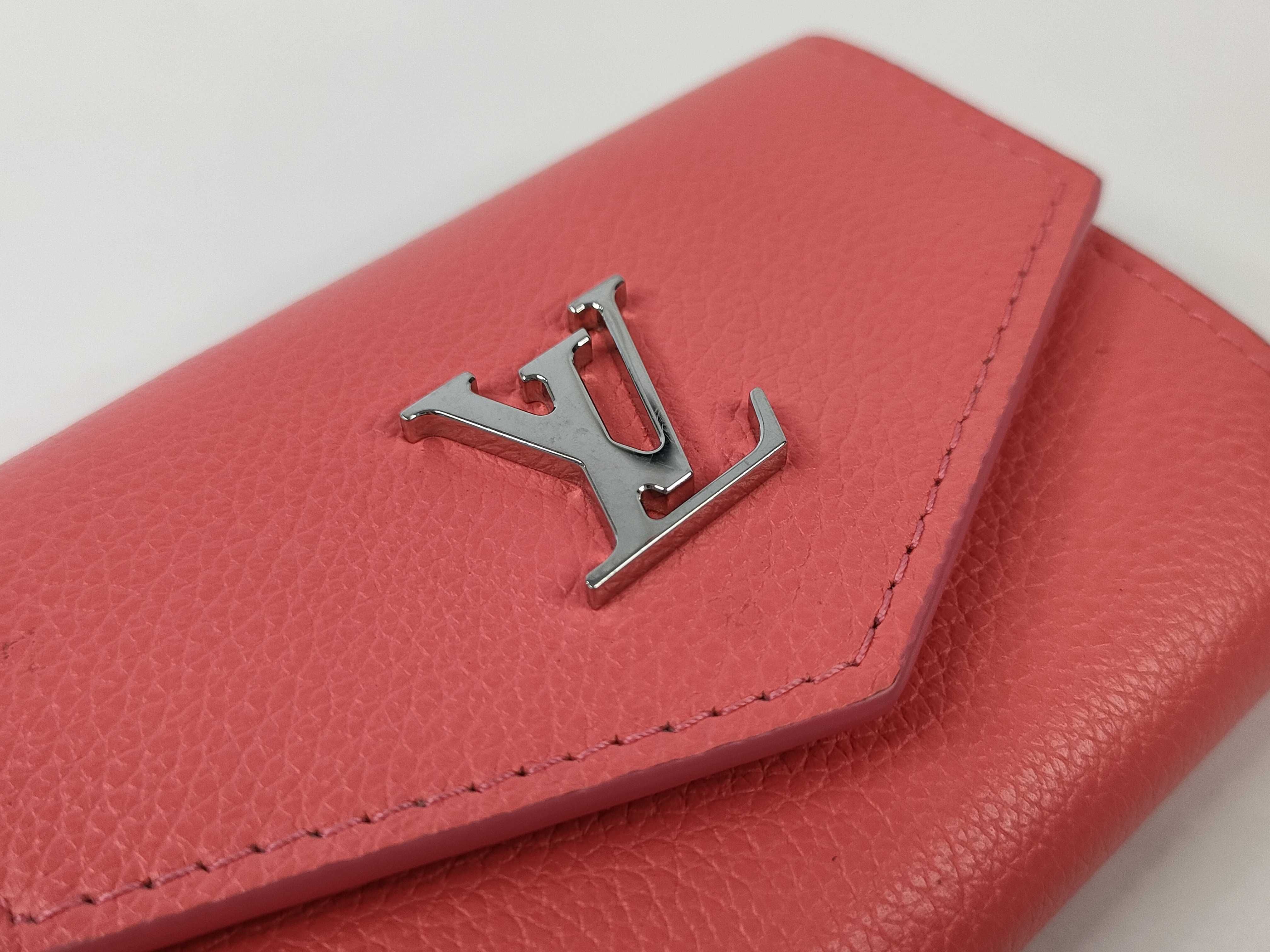 Pink Calf Leather Portefeuille Lockmini Wallet — view 7