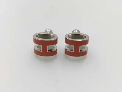 Pop H Earrings in Orange with Silver Hardware