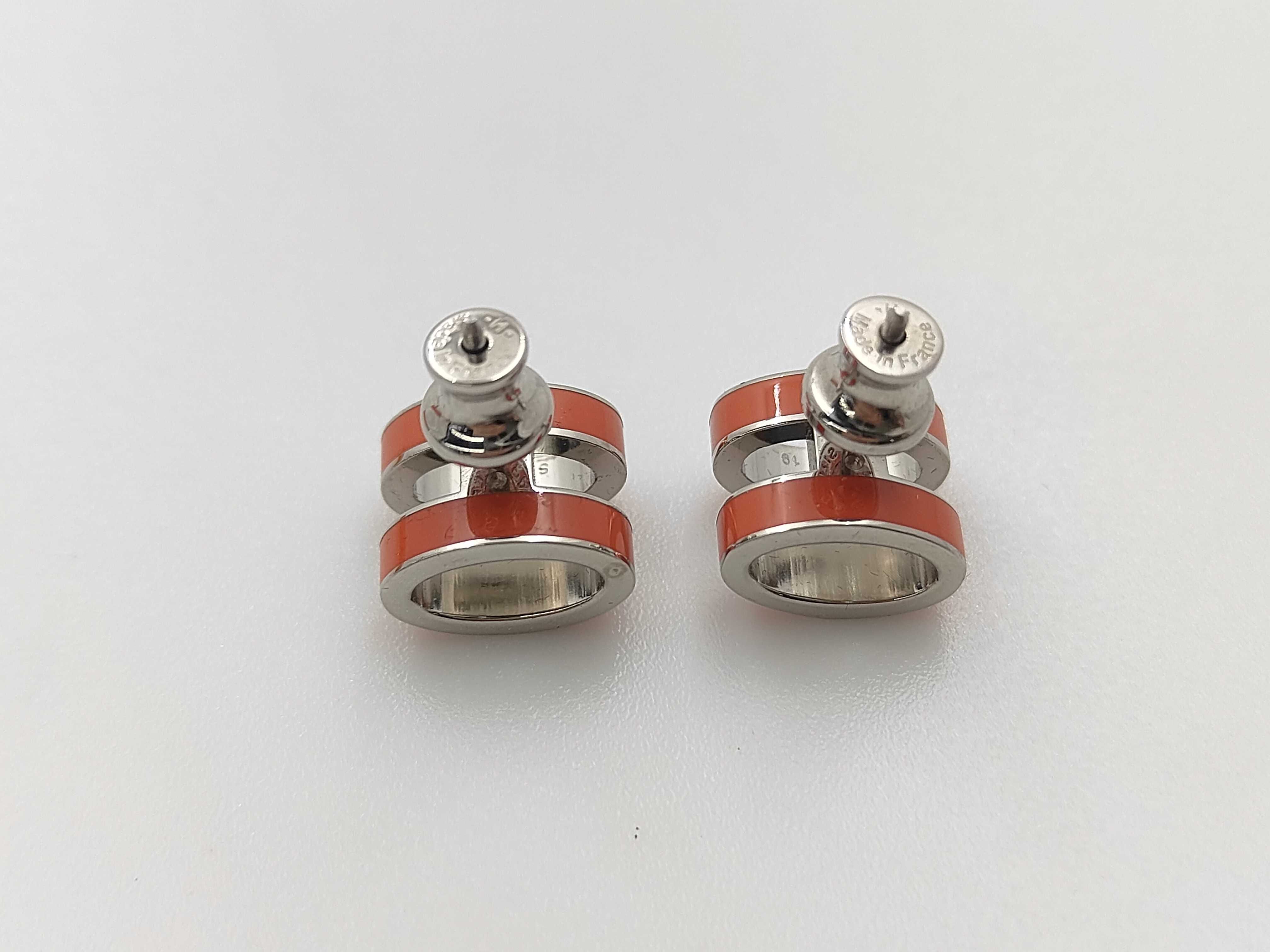Pop H Earrings in Orange with Silver Hardware — view 2