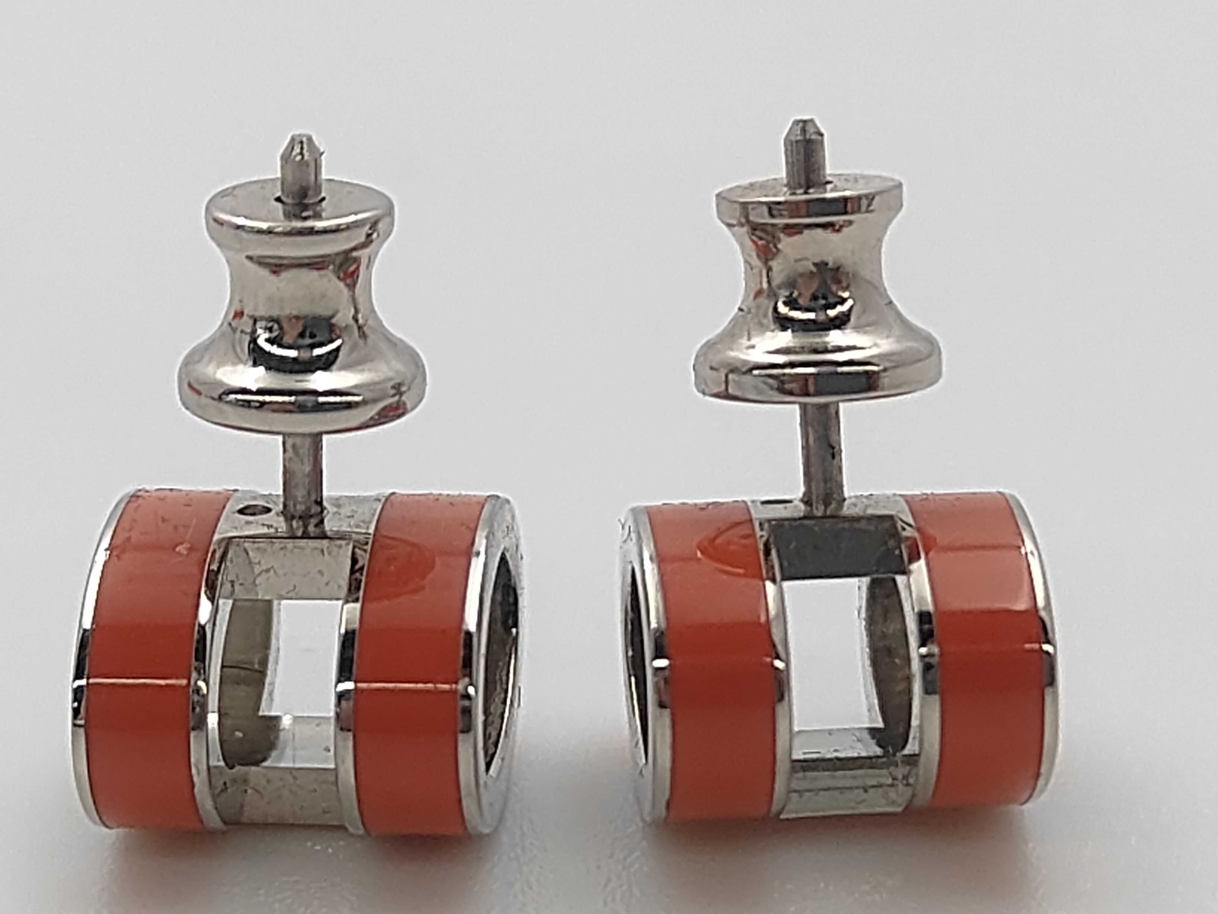 Pop H Earrings in Orange with Silver Hardware — view 3