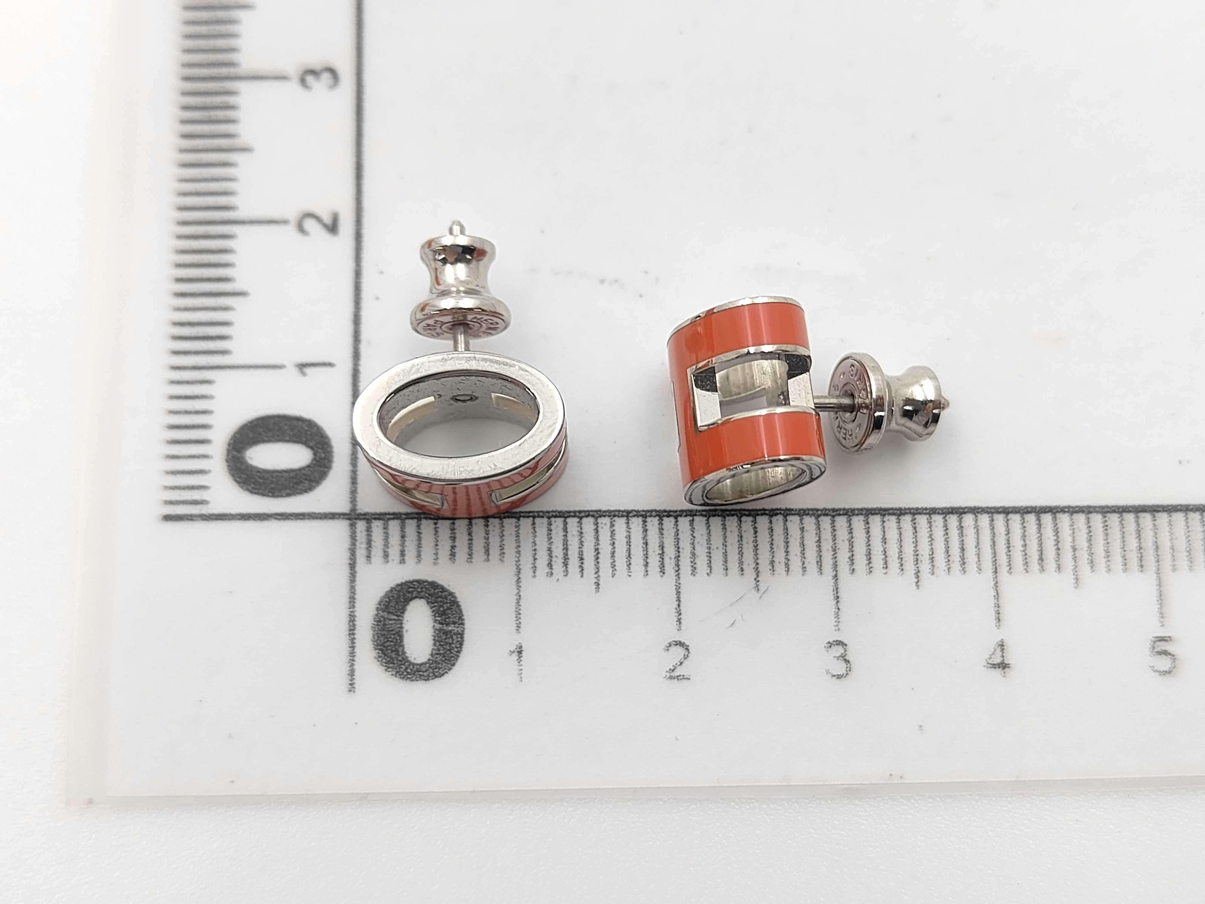 Pop H Earrings in Orange with Silver Hardware — view 4