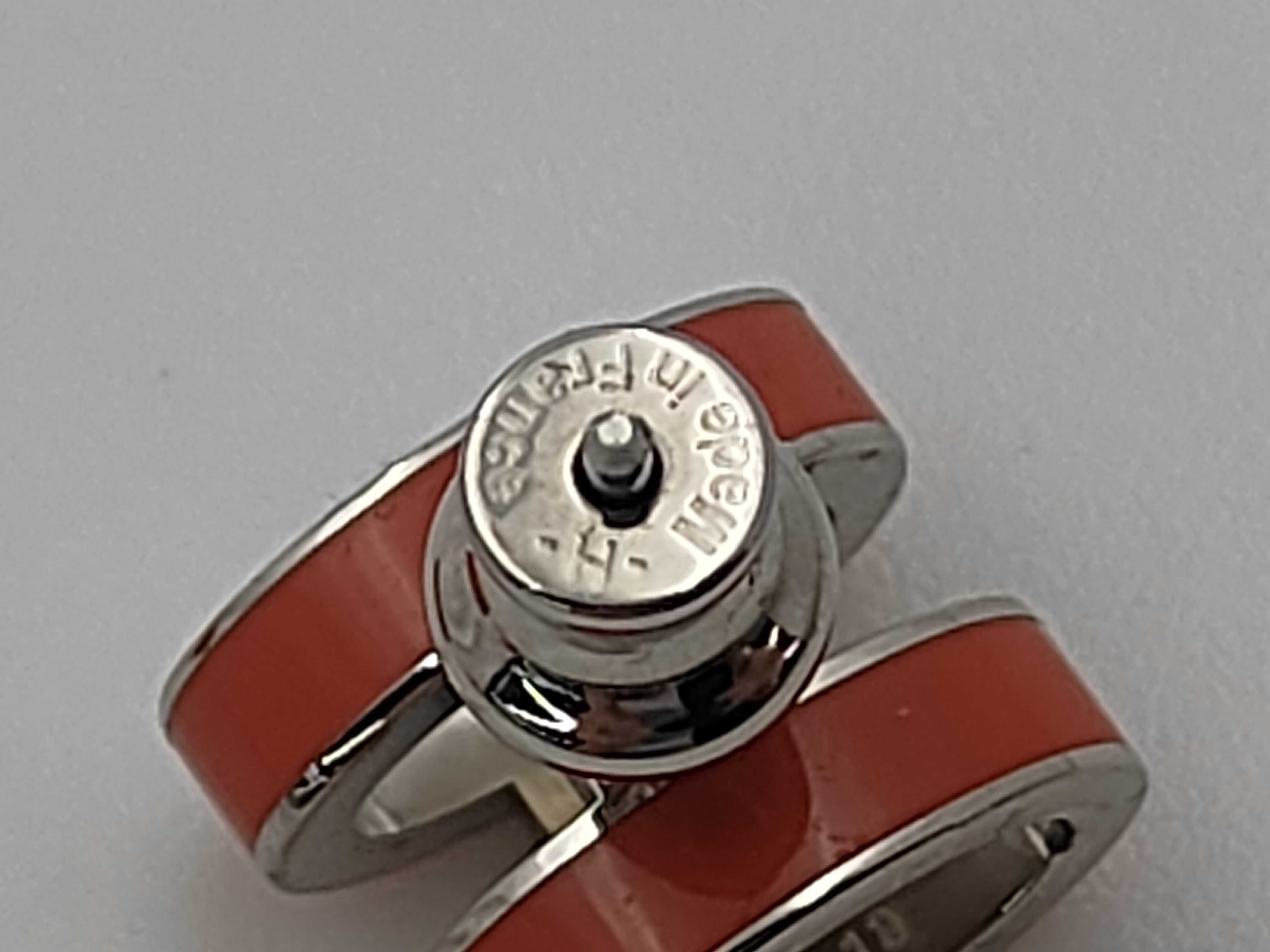 Pop H Earrings in Orange with Silver Hardware — view 5