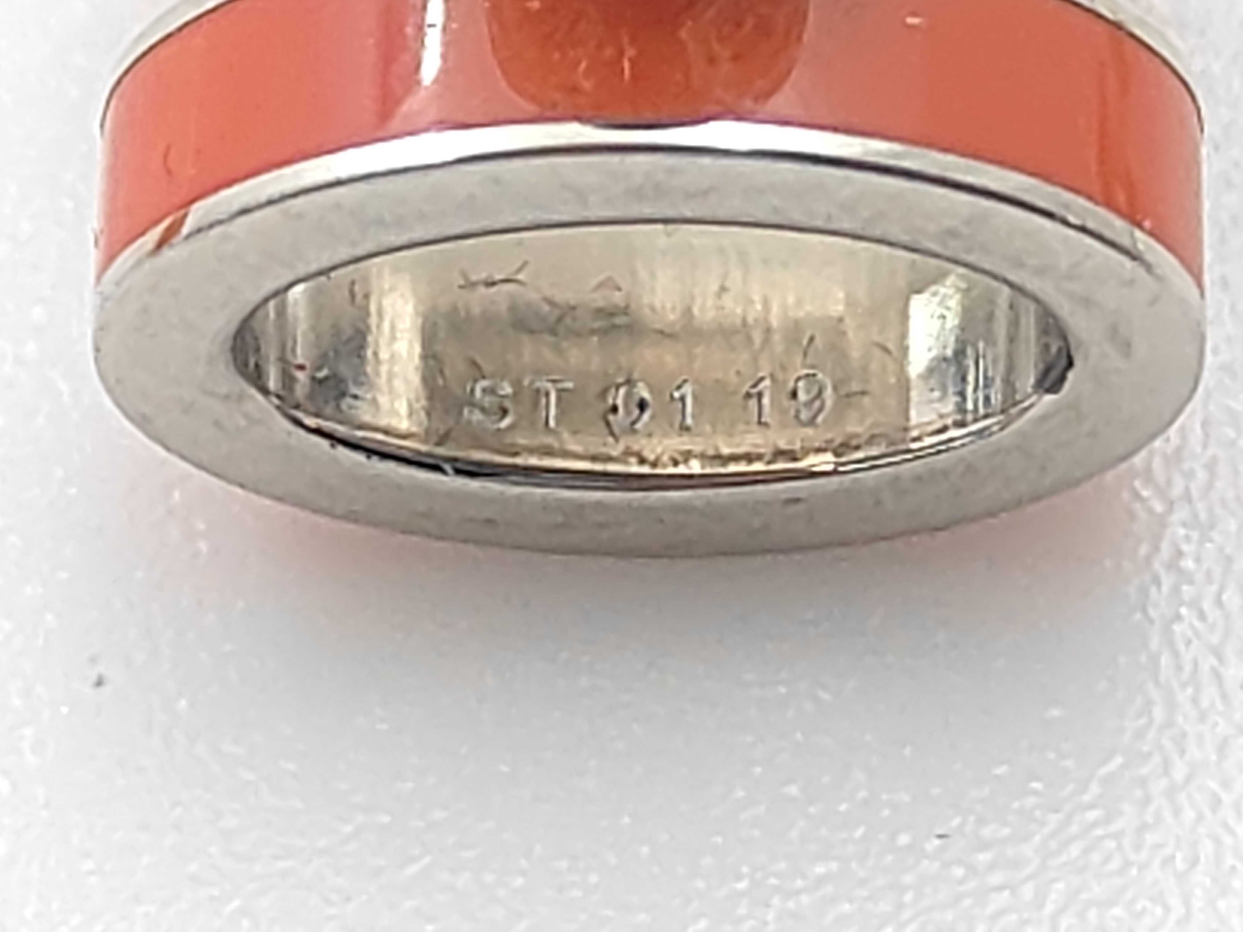 Pop H Earrings in Orange with Silver Hardware — view 6