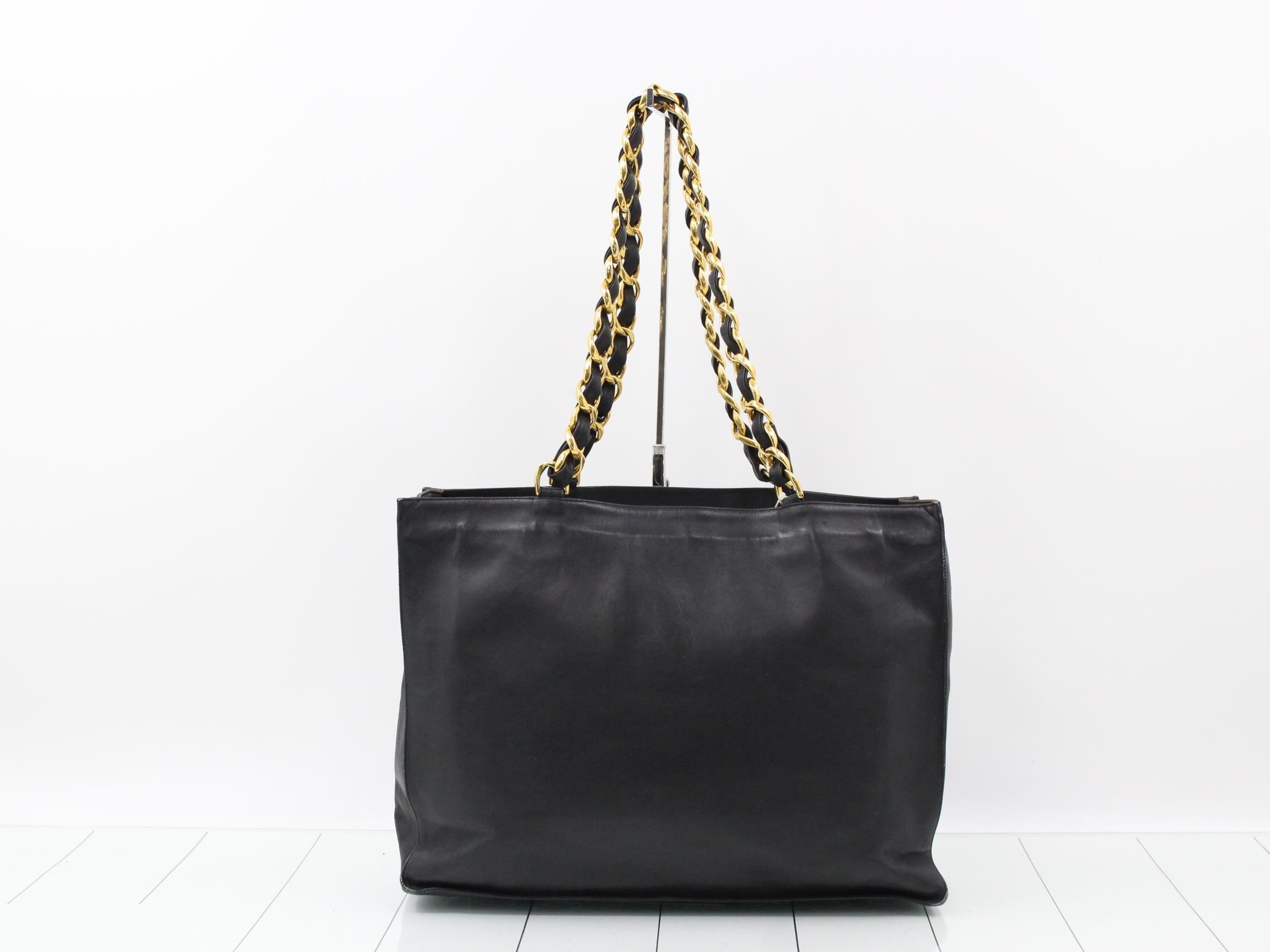 Coco Mark Leather Chain Tote Bag (with sticker) — view 2