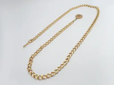 chain belt, beige, engraved, chain approximately 100cm long.