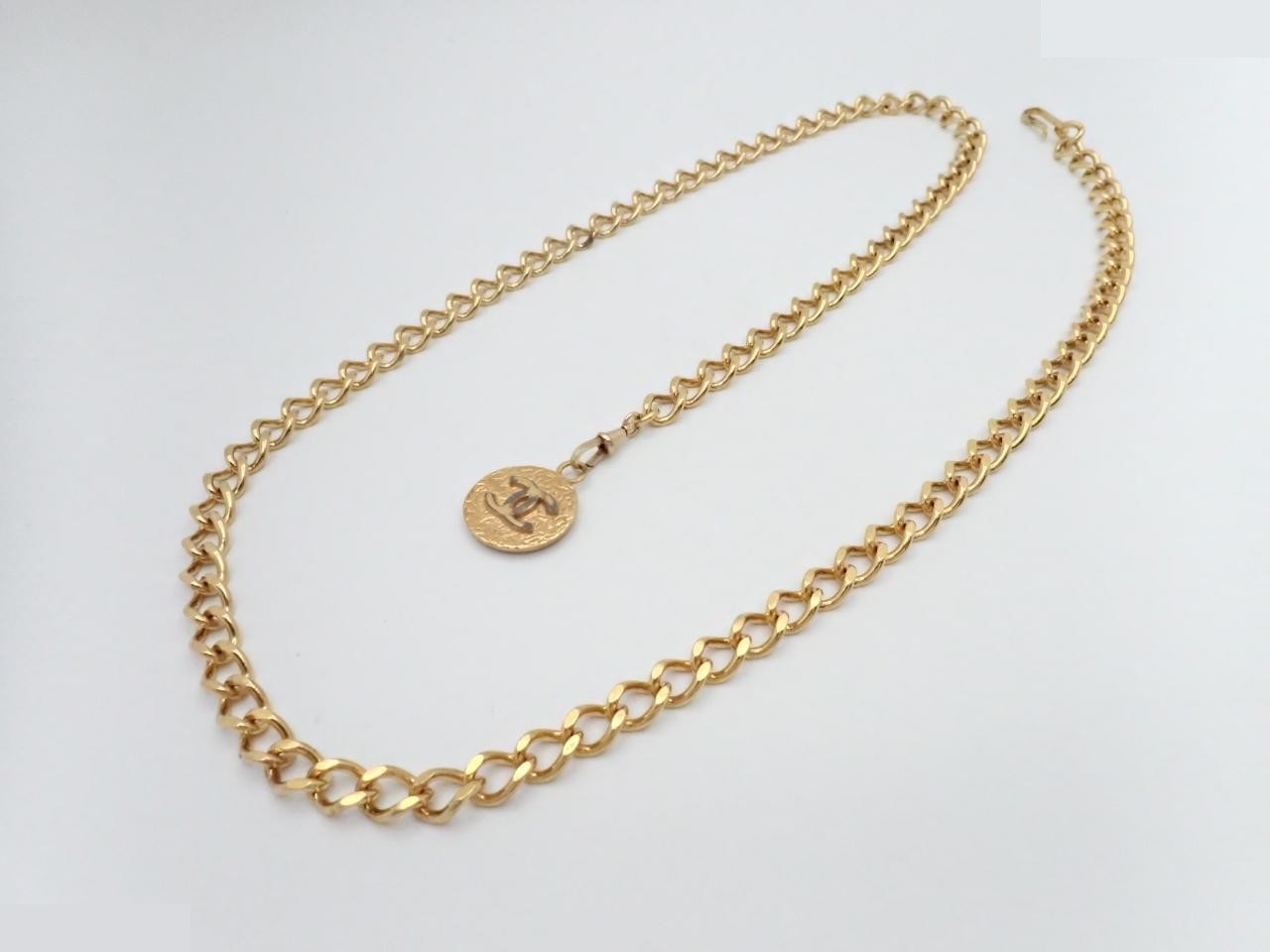 chain belt, beige, engraved, chain approximately 100cm long. — view 2
