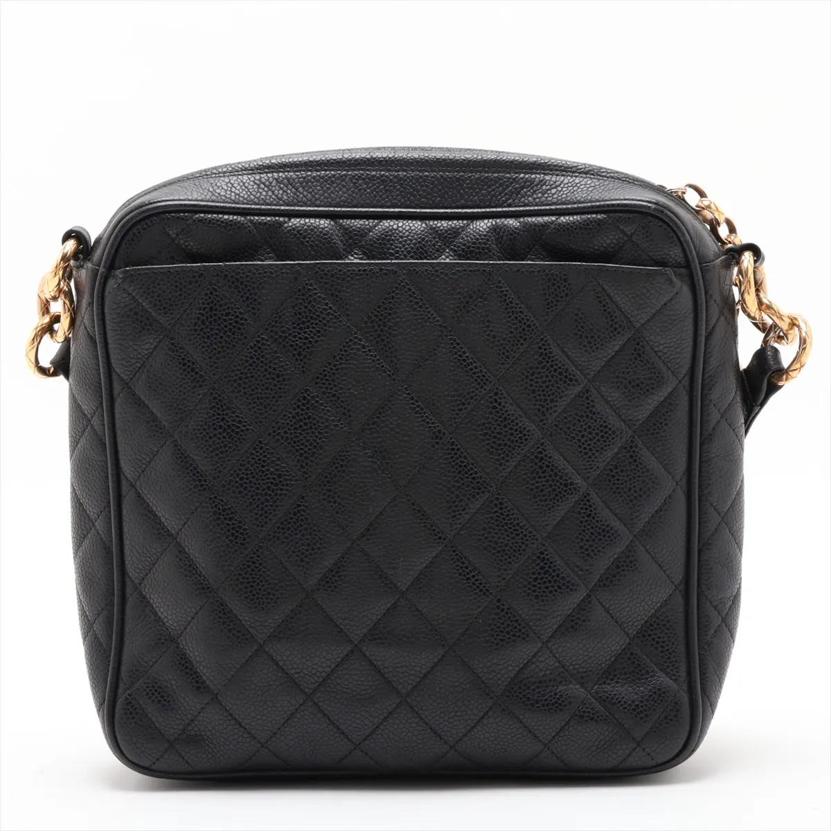 Matelassé Caviar Skin Chain Shoulder Bag, Black with Gold Hardware, 2667057, Serial Number 26 — view 2