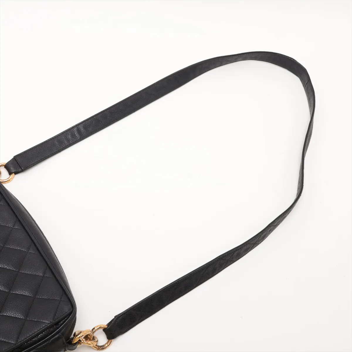 Matelassé Caviar Skin Chain Shoulder Bag, Black with Gold Hardware, 2667057, Serial Number 26 — view 5