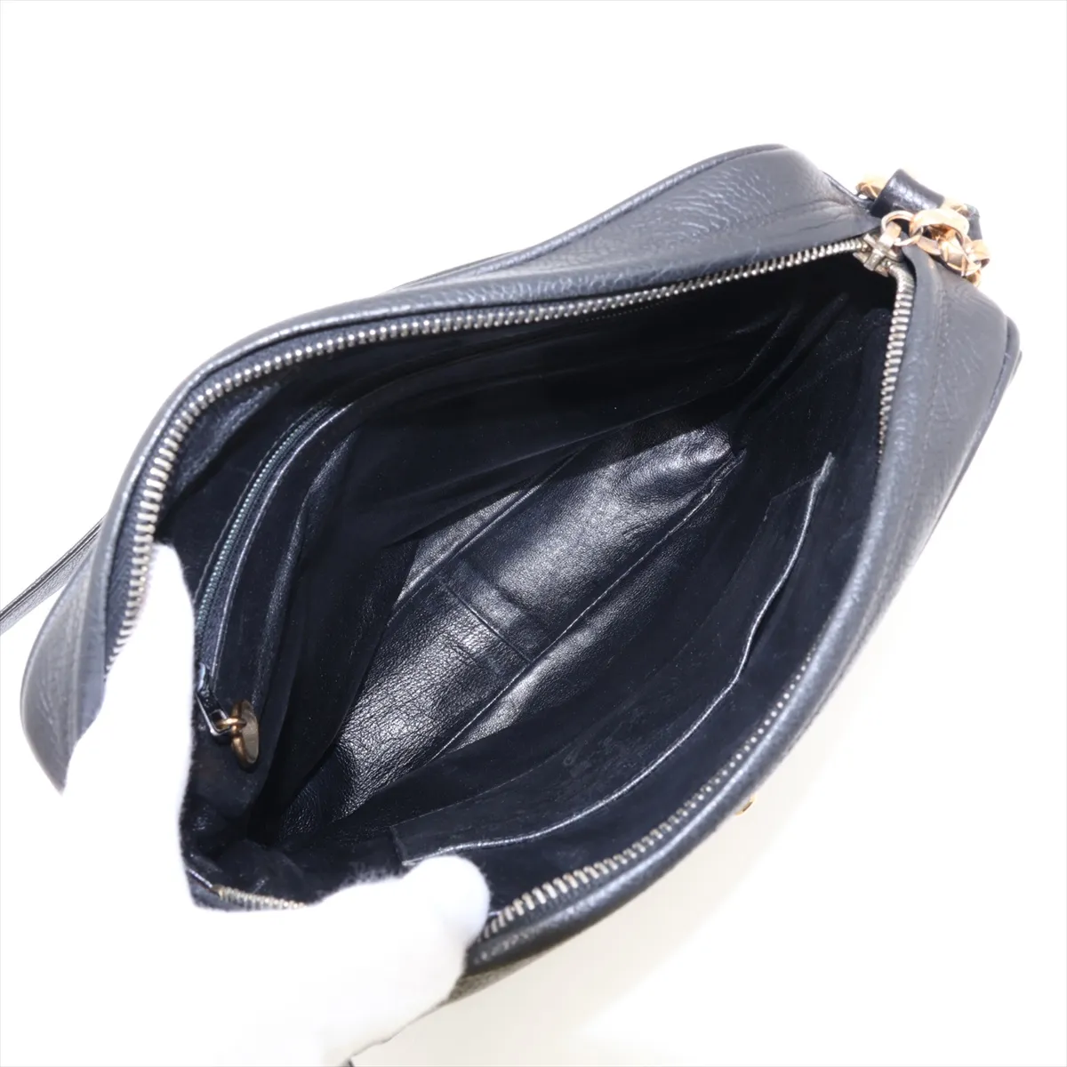 Matelassé Caviar Skin Chain Shoulder Bag, Black with Gold Hardware, 2667057, Serial Number 26 — view 6