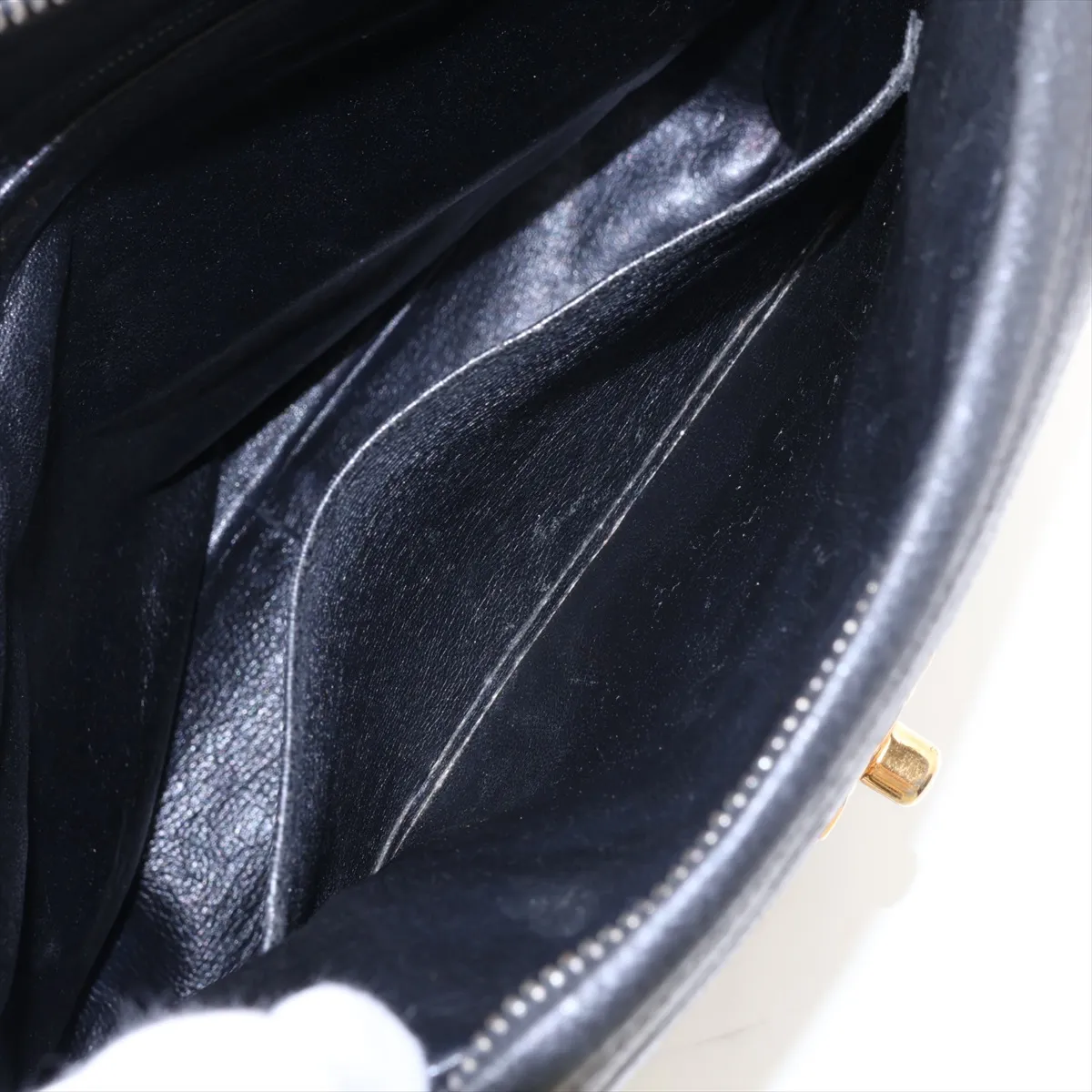 Matelassé Caviar Skin Chain Shoulder Bag, Black with Gold Hardware, 2667057, Serial Number 26 — view 8