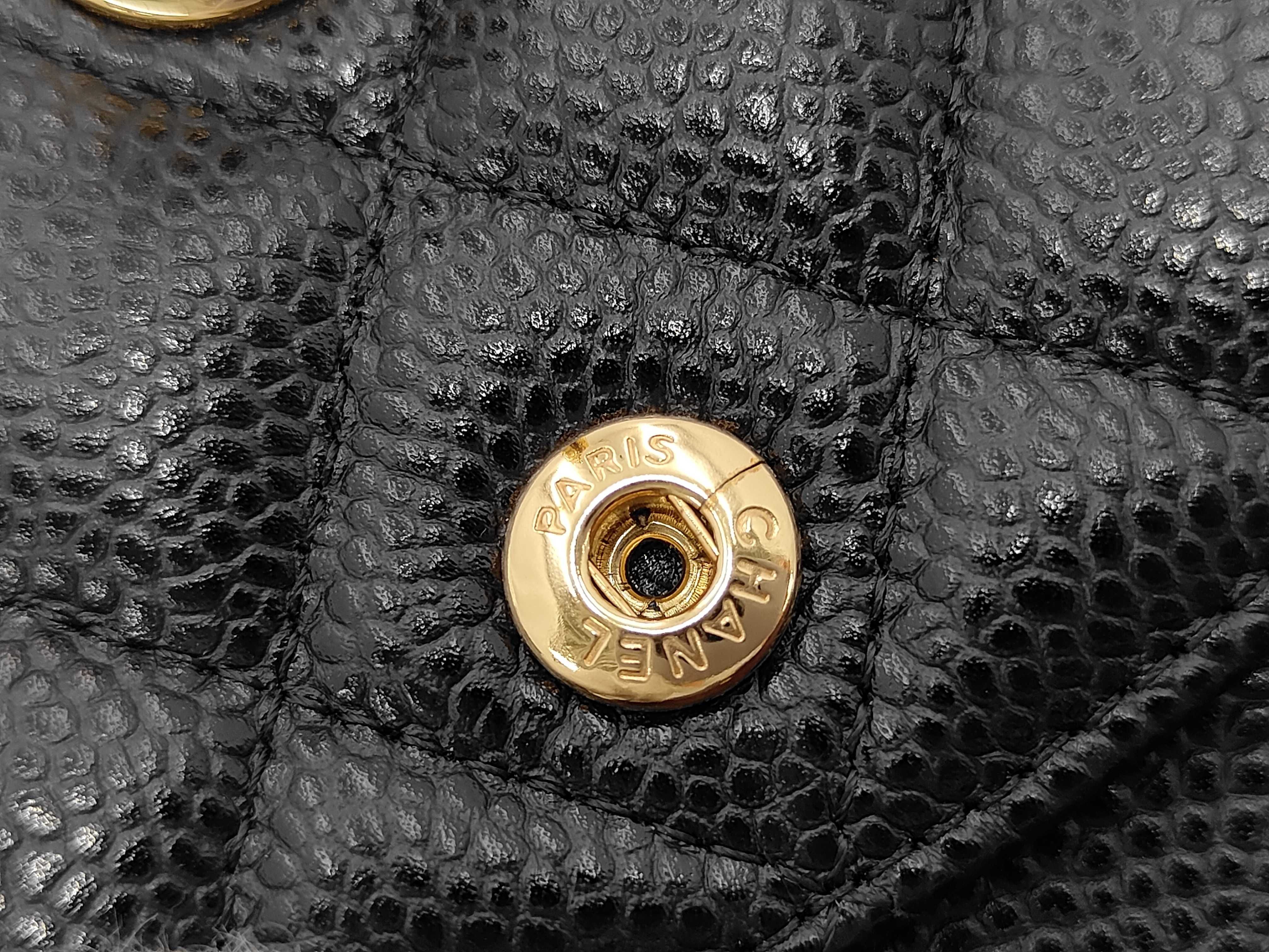 Matelassé Double Flap Chain Shoulder Bag, Caviar Leather, Black, Gold Hardware. — view 12