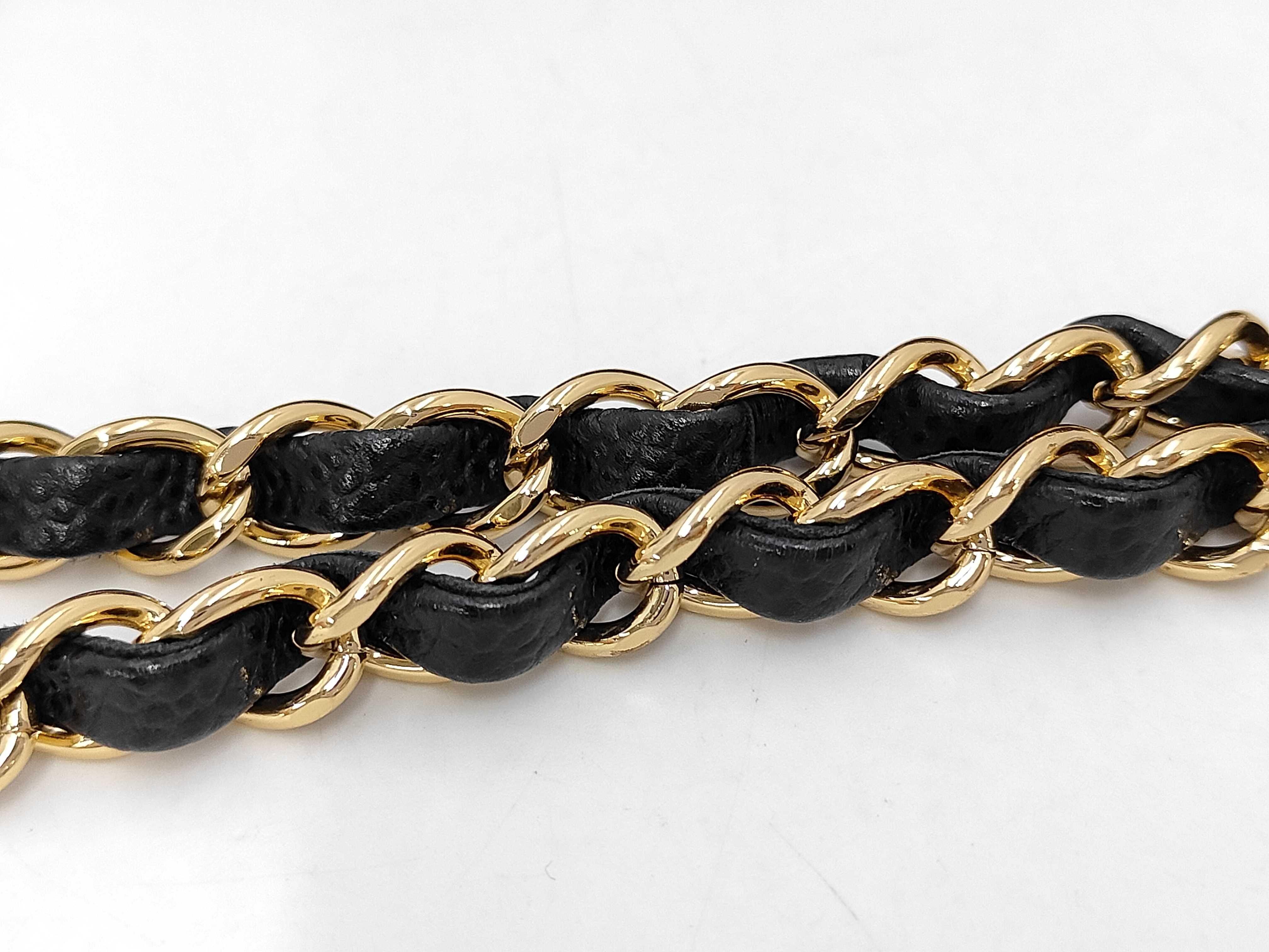 Matelassé Double Flap Chain Shoulder Bag, Caviar Leather, Black, Gold Hardware. — view 6
