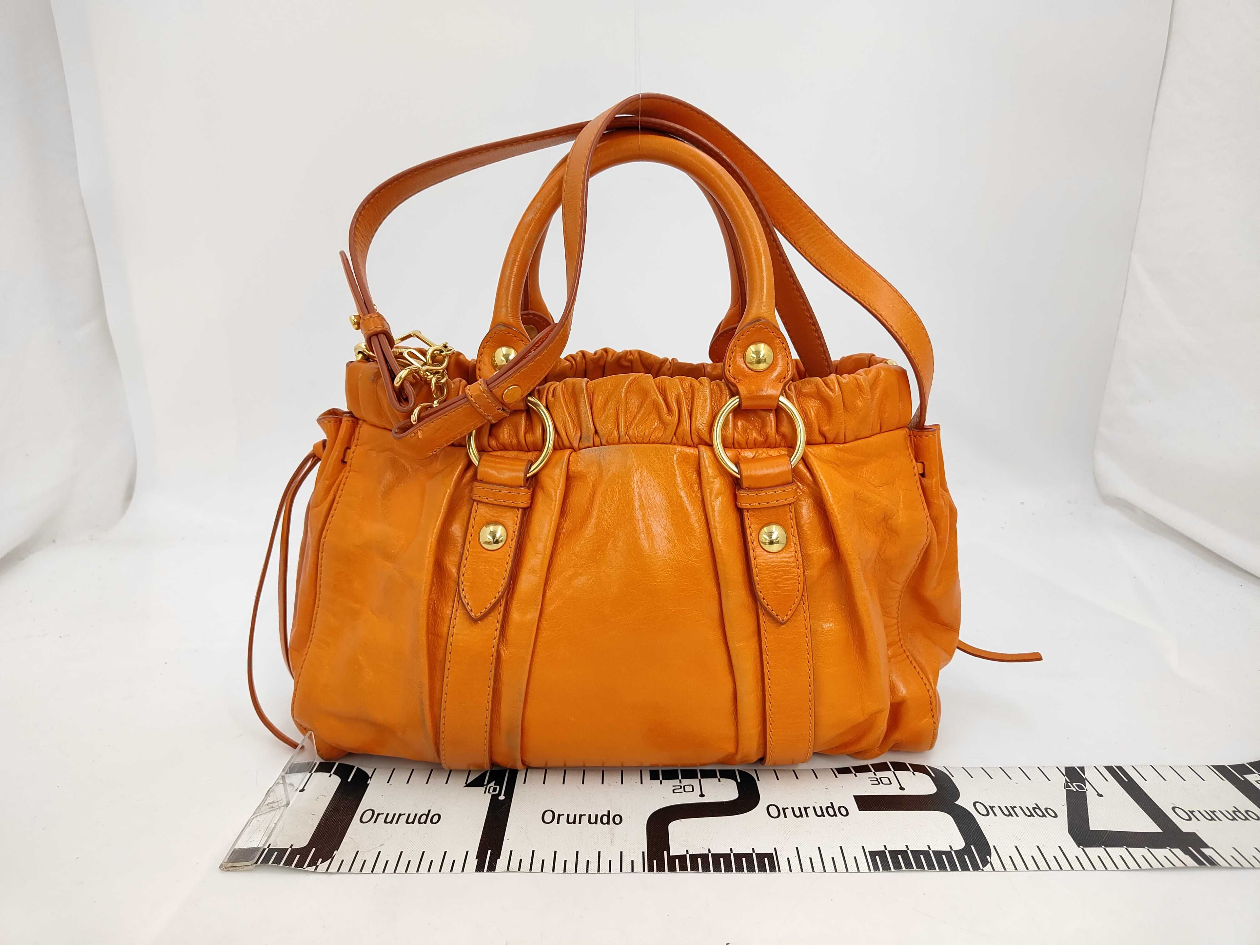 Vitello Luxe Orange 2-way Handbag with Shoulder Strap (Shoulder Bag) — view 2