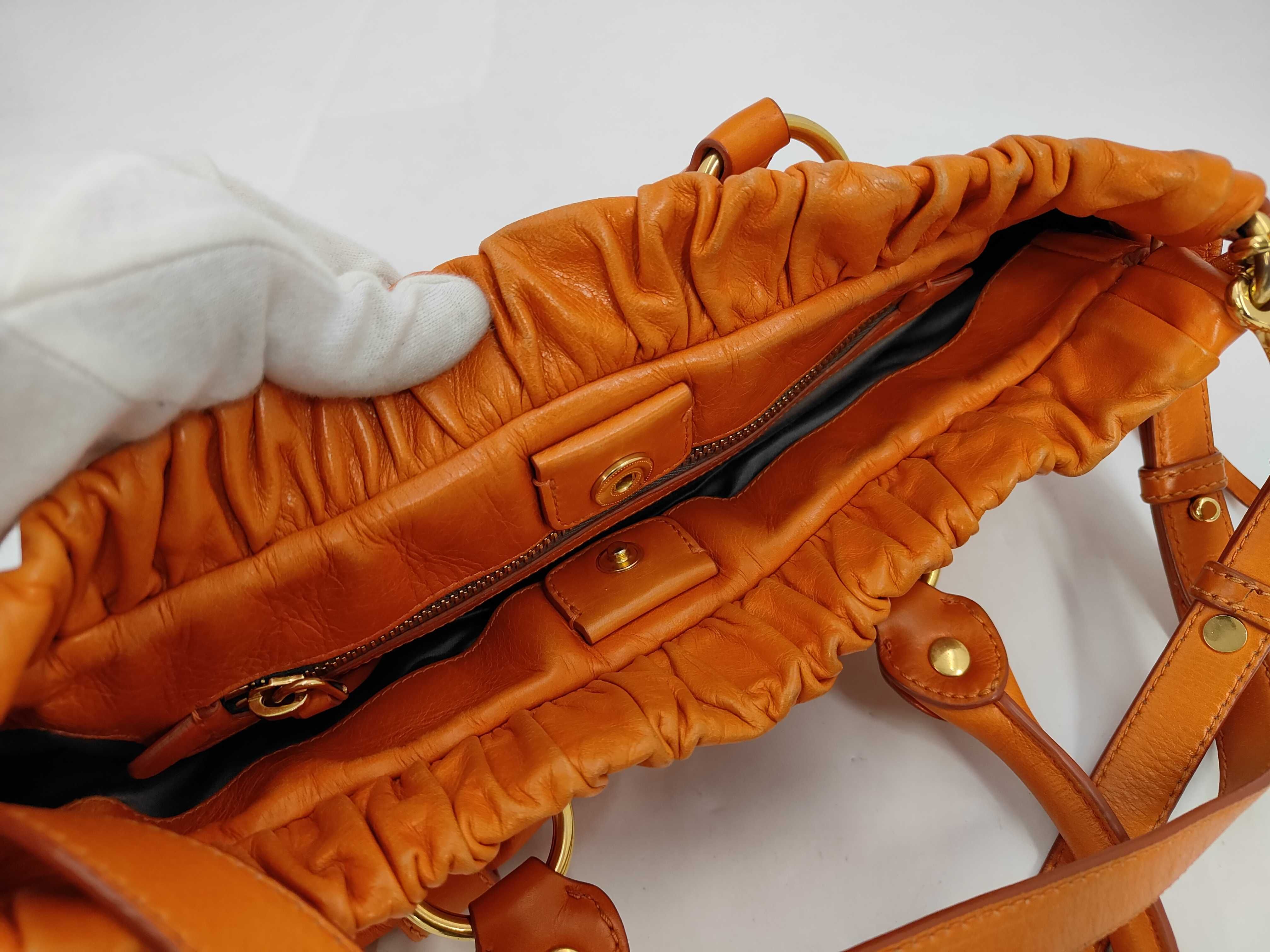 Vitello Luxe Orange 2-way Handbag with Shoulder Strap (Shoulder Bag) — view 10