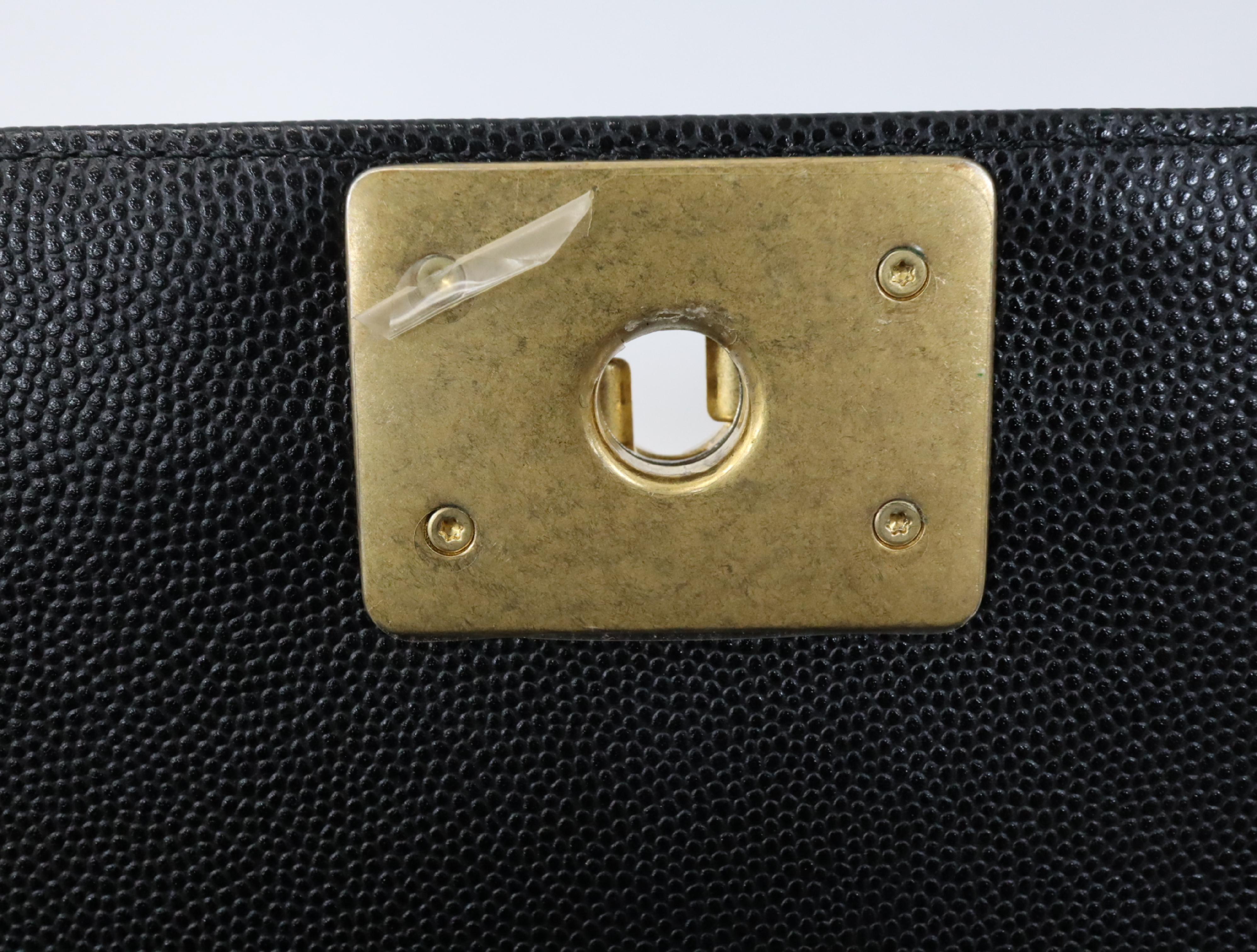 Boy Chanel 25 Caviar Skin Chain Shoulder Bag, Black with Gold Hardware and Random Plate Design, A67086 — view 13