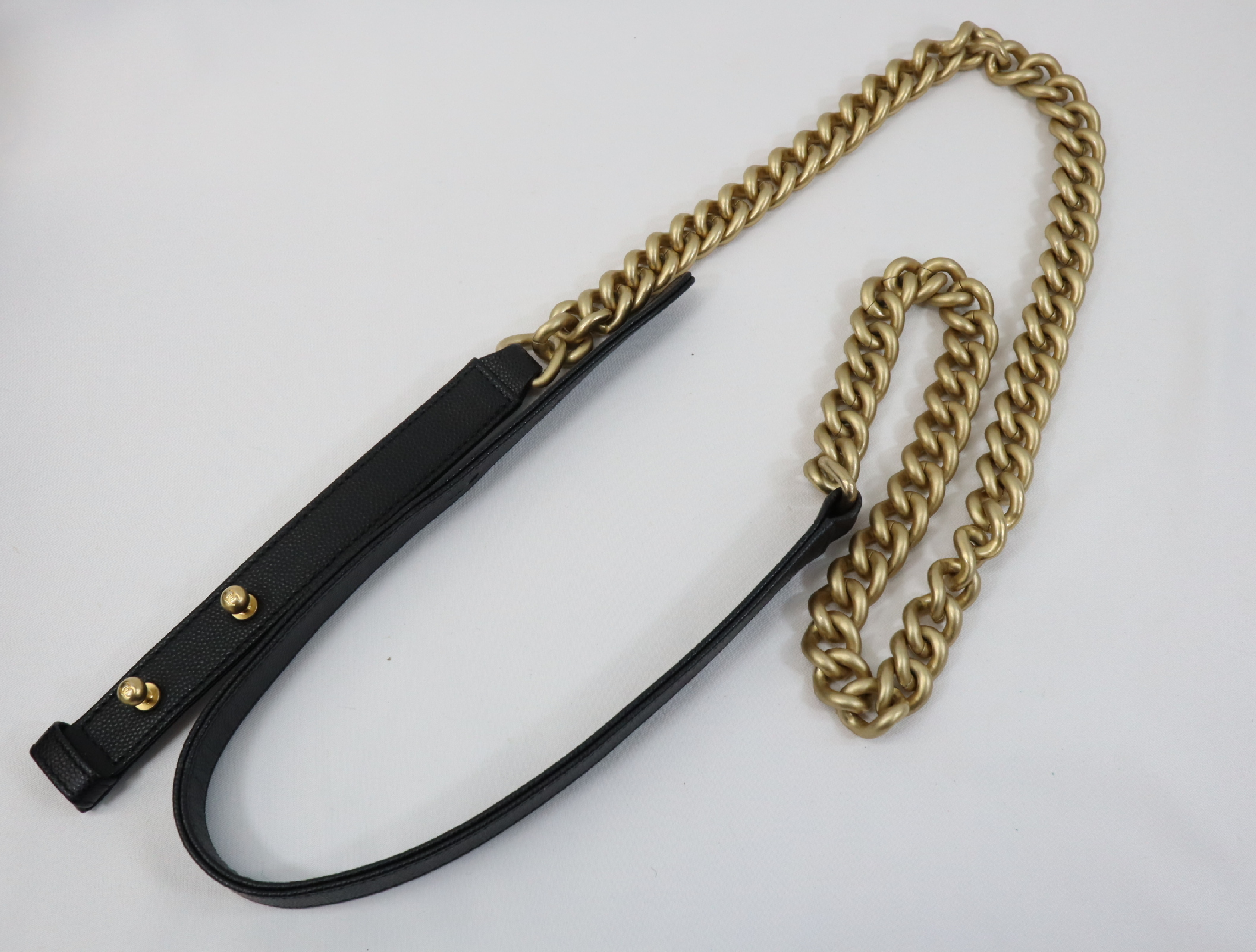 Boy Chanel 25 Caviar Skin Chain Shoulder Bag, Black with Gold Hardware and Random Plate Design, A67086 — view 10