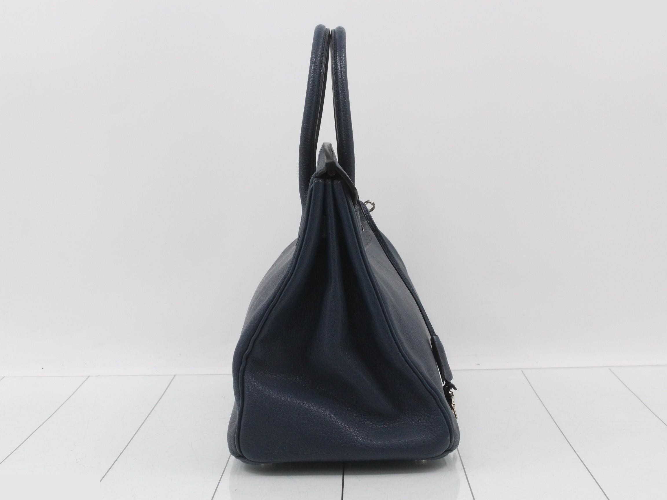 Birkin 35 Chevre/Indigo Handbag F Stamp — view 5