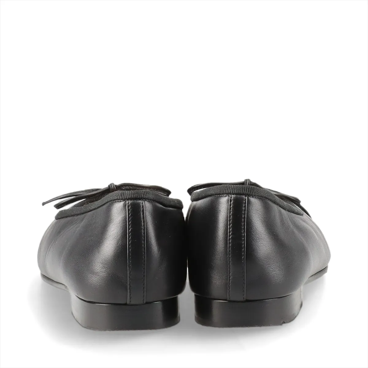 Coco Mark Leather x Patent Flat Pumps, Size 35.5C, Women's, Black, G02819, Ribbon — view 6