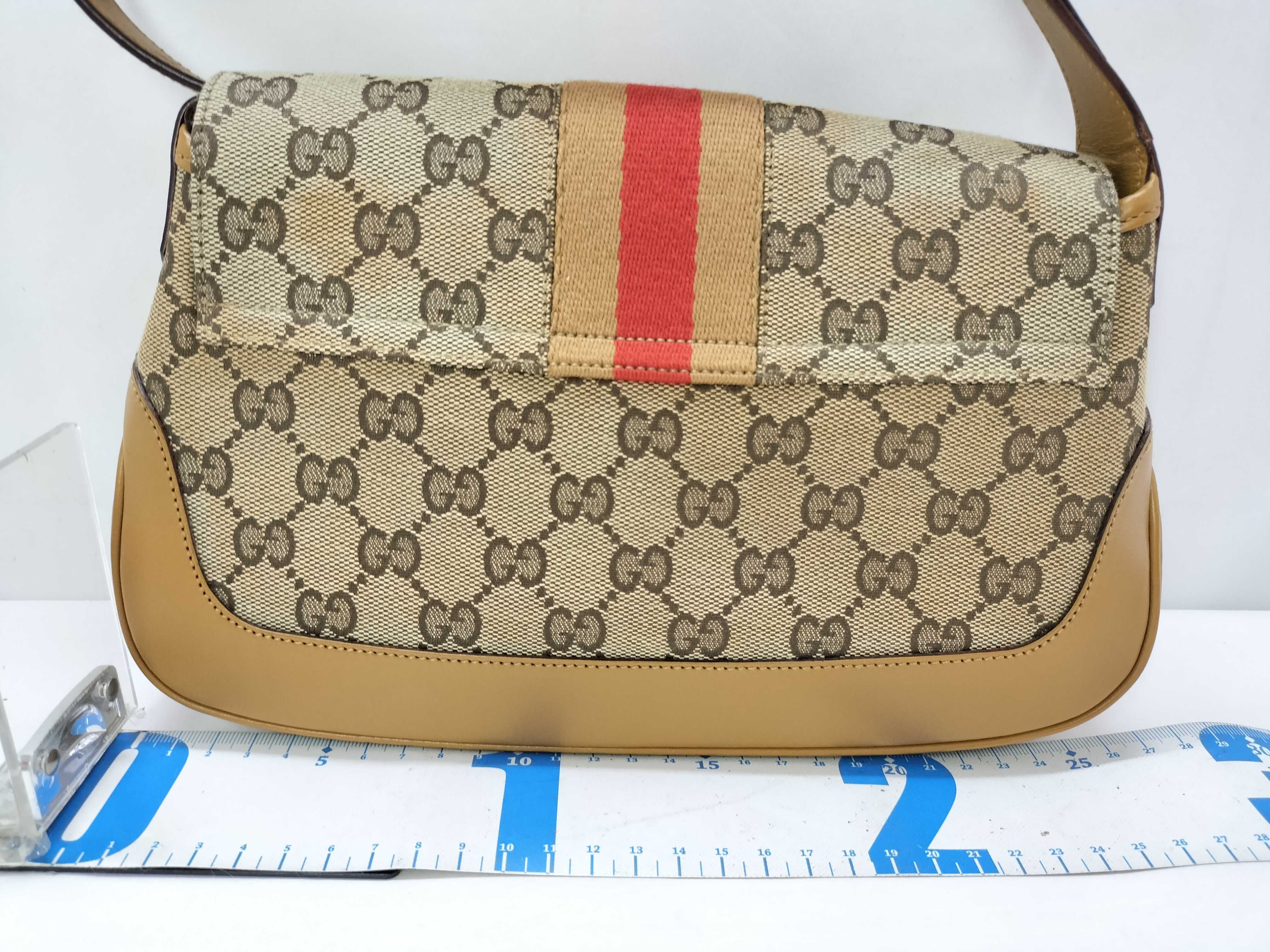Jackie Canvas x Leather Shoulder Bag, Beige, 001 3824 (Handbag) — view 2