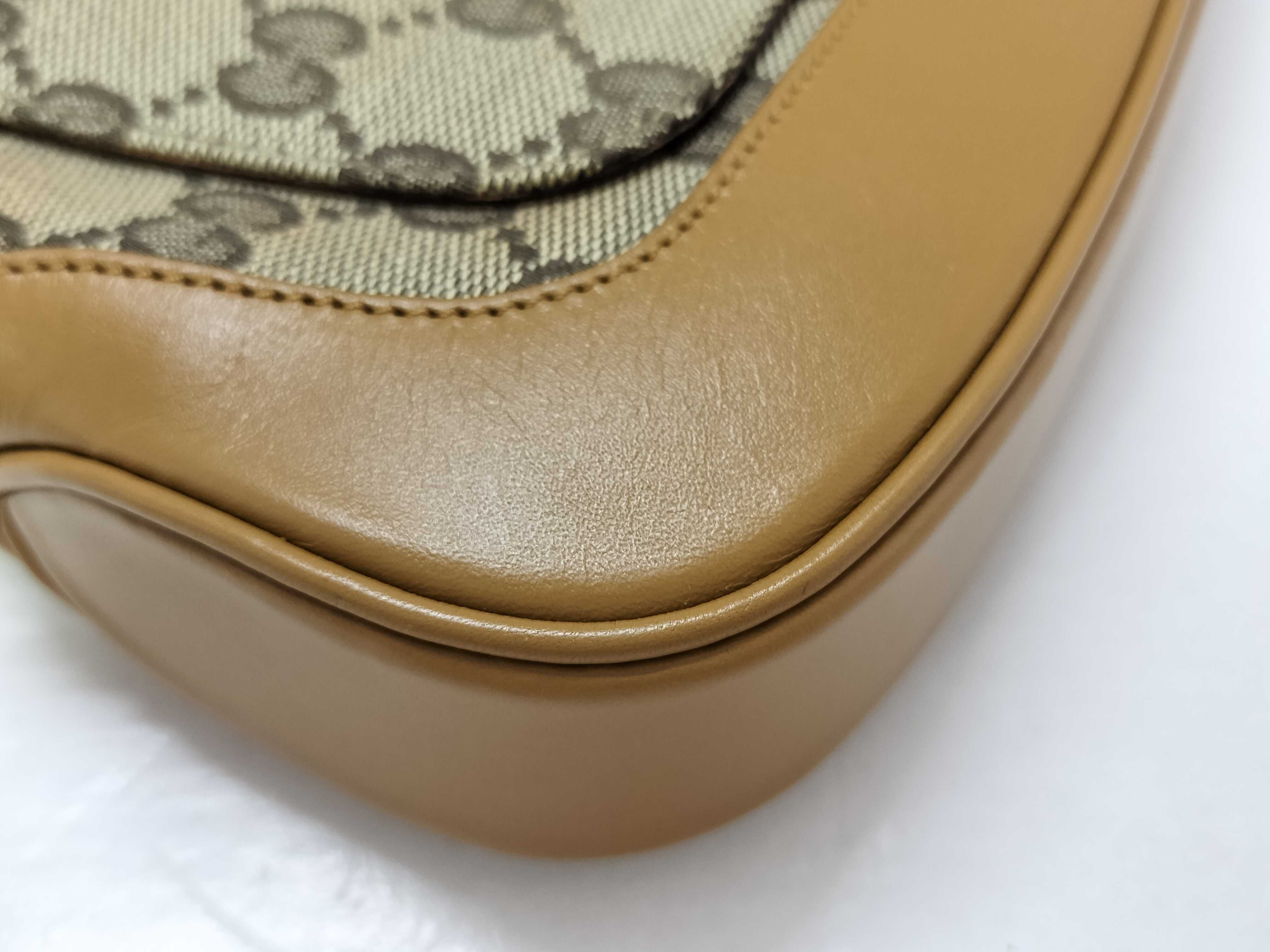 Jackie Canvas x Leather Shoulder Bag, Beige, 001 3824 (Handbag) — view 6