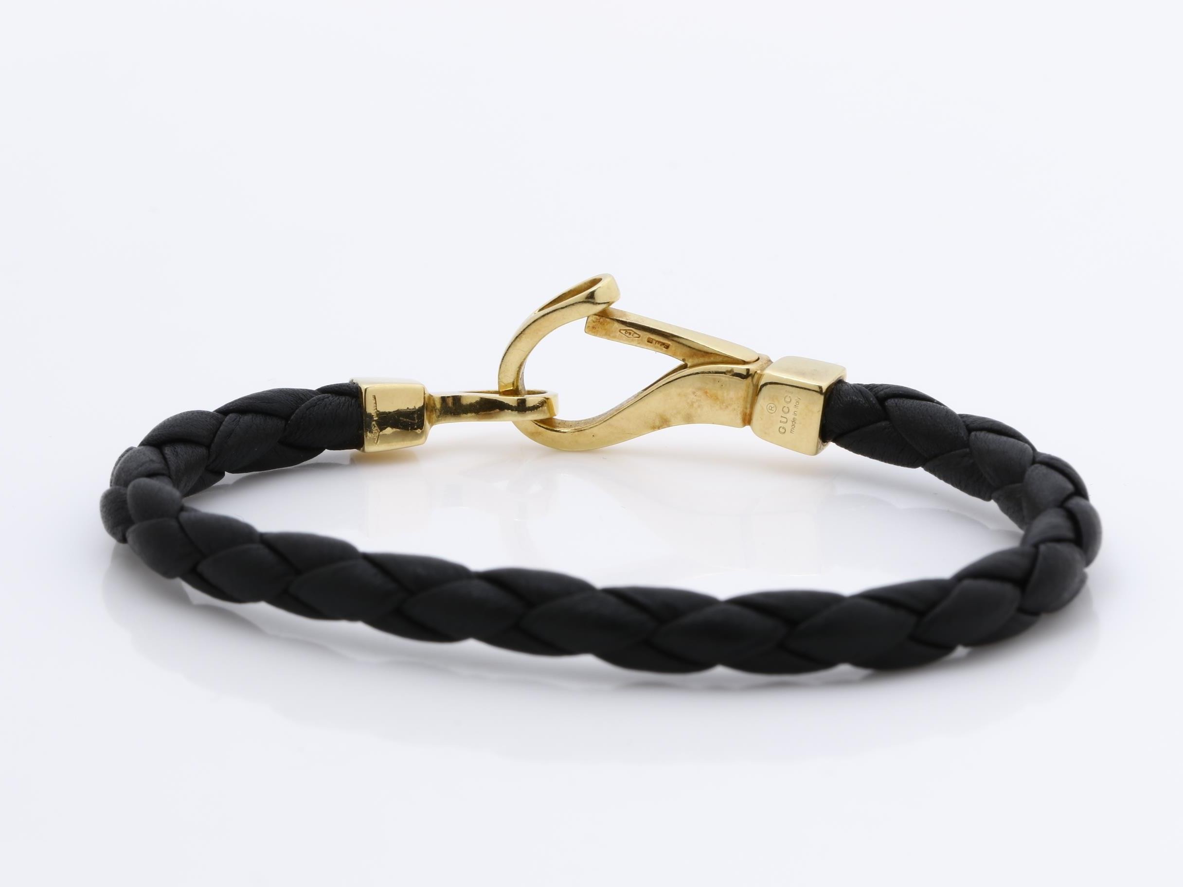 750YG Braided Leather Bangle — view 4