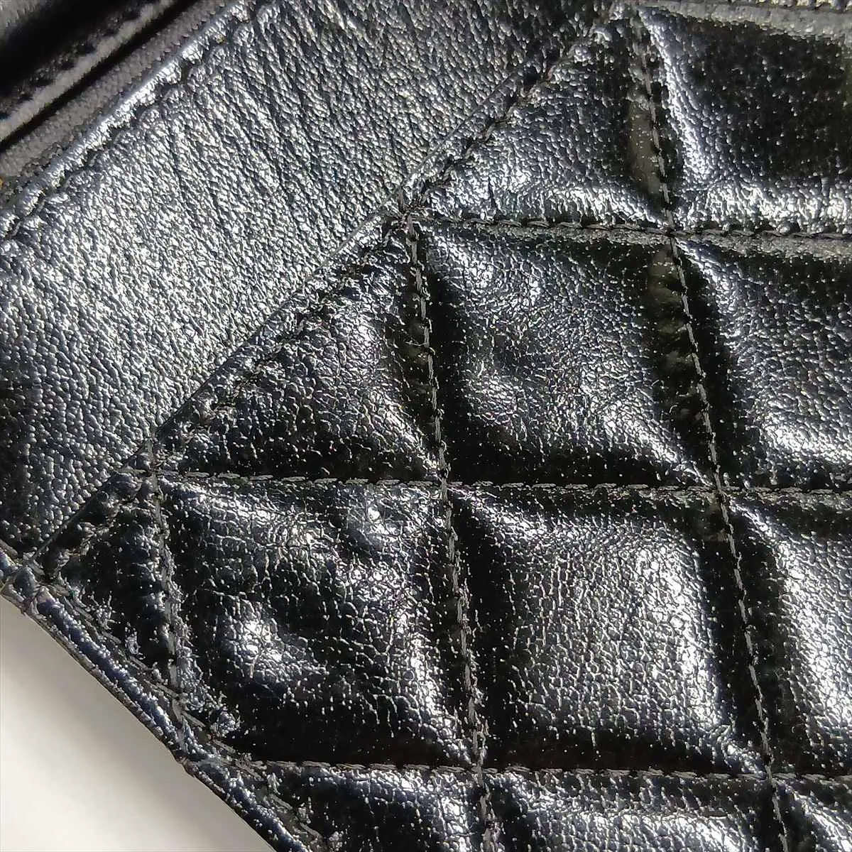 Matelassé Coated Leather Chain Wallet, Black with Gold Hardware, 27023844, Serial Number 27 — view 13