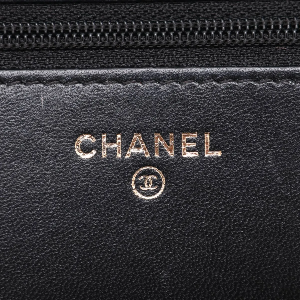 Matelassé Coated Leather Chain Wallet, Black with Gold Hardware, 27023844, Serial Number 27 — view 10