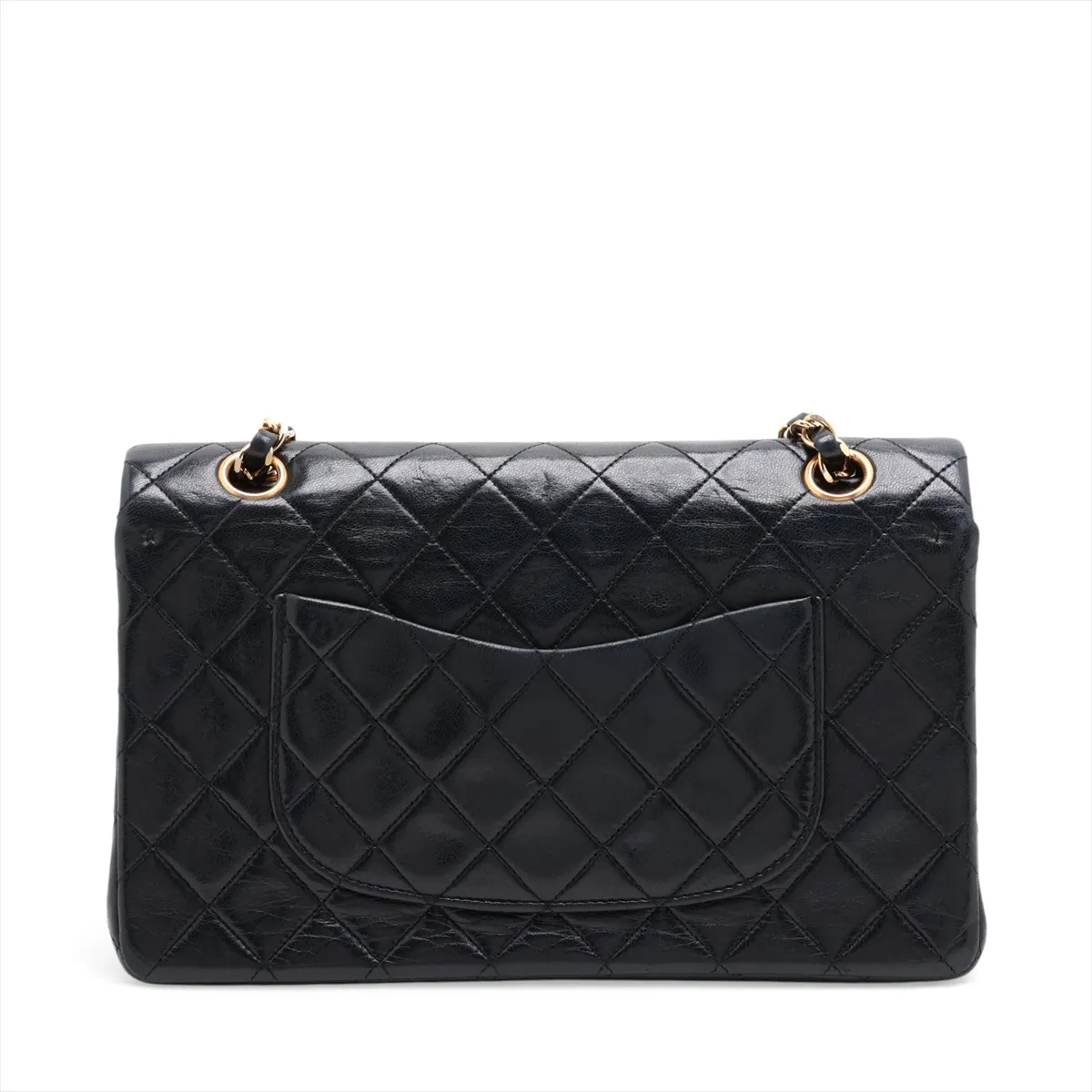 [Individually packaged] Chanel Matelassé 25 Lambskin Double Flap Double Chain Bag, Black with Gold Hardware, 1511055, Series 1, A01112 — view 2