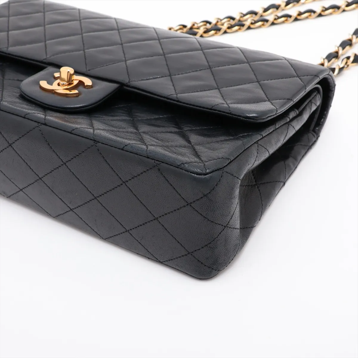 [Individually packaged] Chanel Matelassé 25 Lambskin Double Flap Double Chain Bag, Black with Gold Hardware, 1511055, Series 1, A01112 — view 3